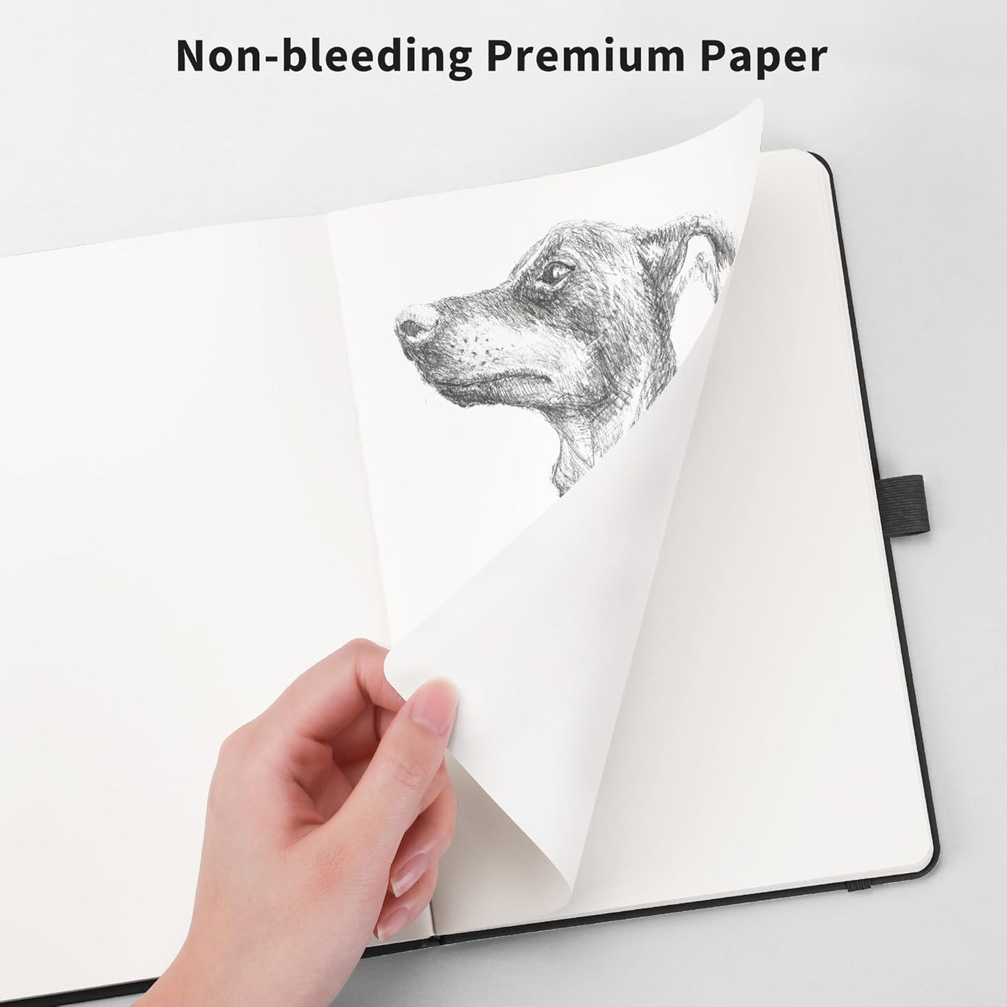 RETTACY Blank Journal Notebook, 192 Pages, A5 Medium Size (5.7'' x 8.3''), Leather Hardcover, 100 GSM Thick Paper, for Sketching, Drawing, Painting (Black)