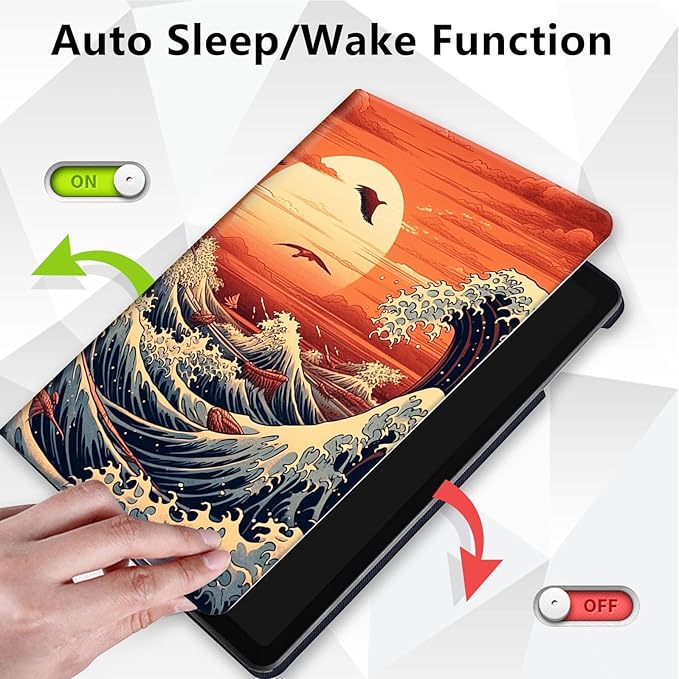 for All-New Amazon Kindle Fire HD 10 Tablet Case (13th Generation, 2023 Release) 10.1", 360 Degree Rotating Stand Cover with Auto Wake Sleep Case for Fire Tablet 10 2023,Ocean Sunset