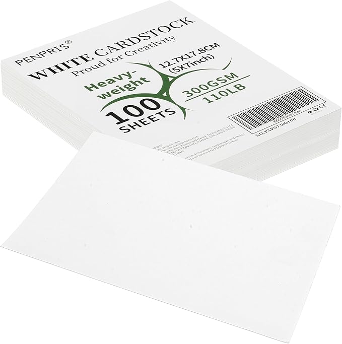 100 Sheets White Cards Blank - 5''x7'' White Card Stock 300gsm/110lb Thick Paper Cardstock, Heavy CardStock Blank for Wedding Invitations, Index Cards, Greeting, Note - PAP07300100