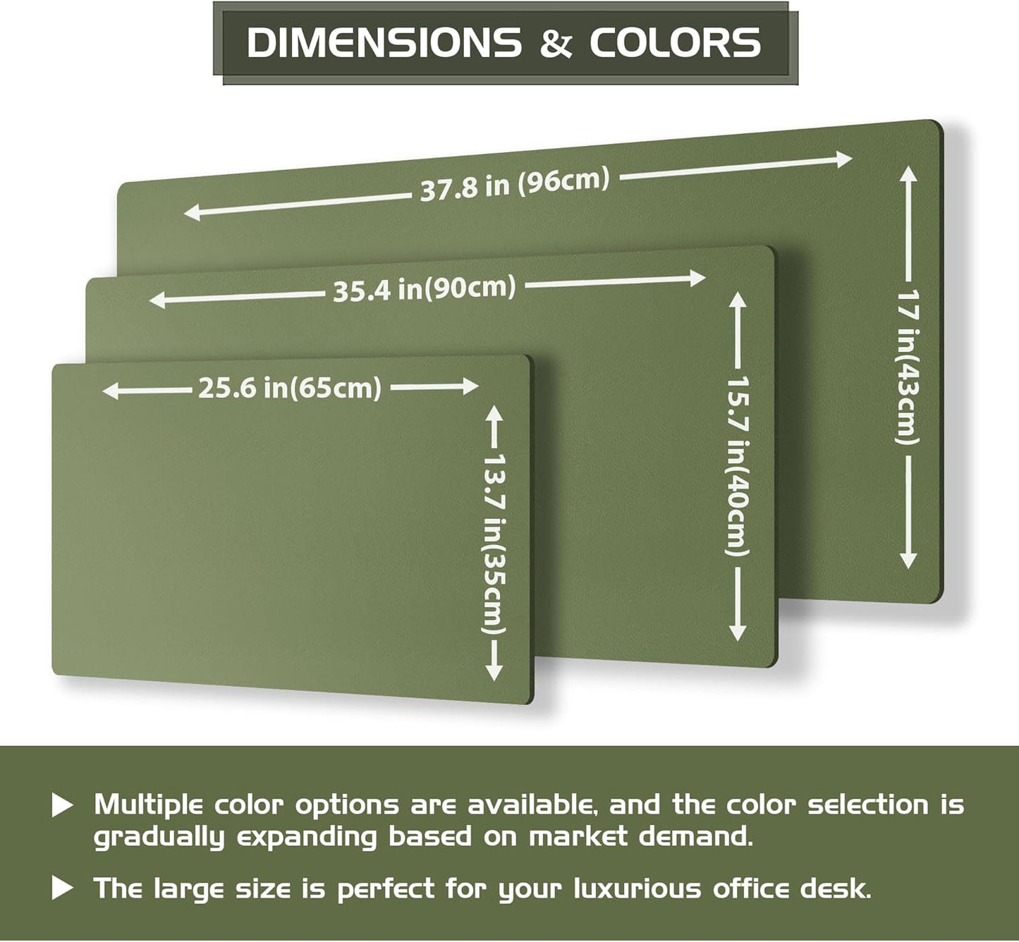 Aothia Dual-Sided Desk Mat - Natural Cork & Leather Desk Protector, Large Mouse Pad & Writing Pad for Office/Home, Olive Green (35.4" x 15.7")