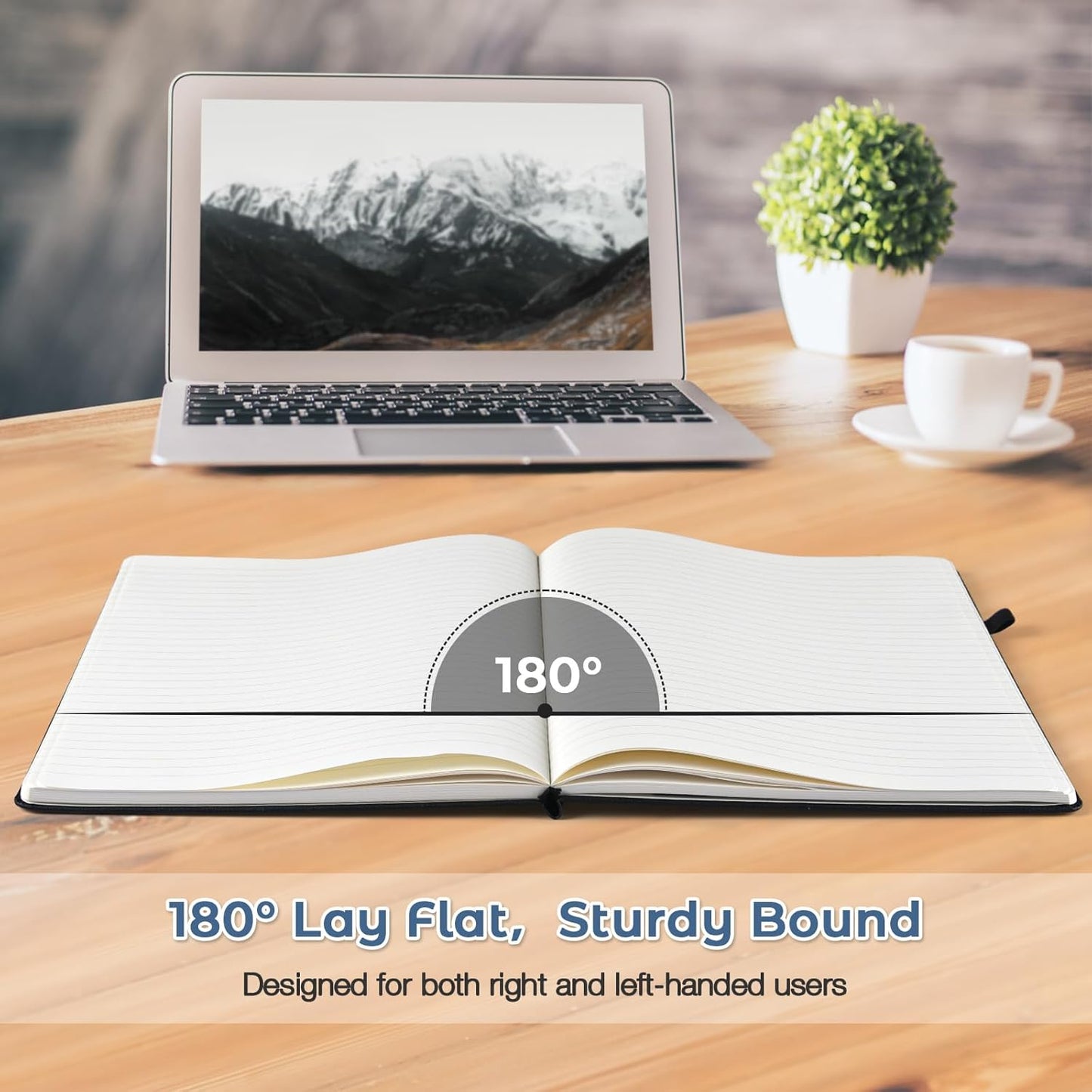 College Ruled Notebook, A4 Hardcover Leather Notebook for Work, Lined Notebook Journal for Women, Men, 192 Thick Paper, 8.5" x 11", Large Notebook with Pockets, Professional Business Notebook, Purple