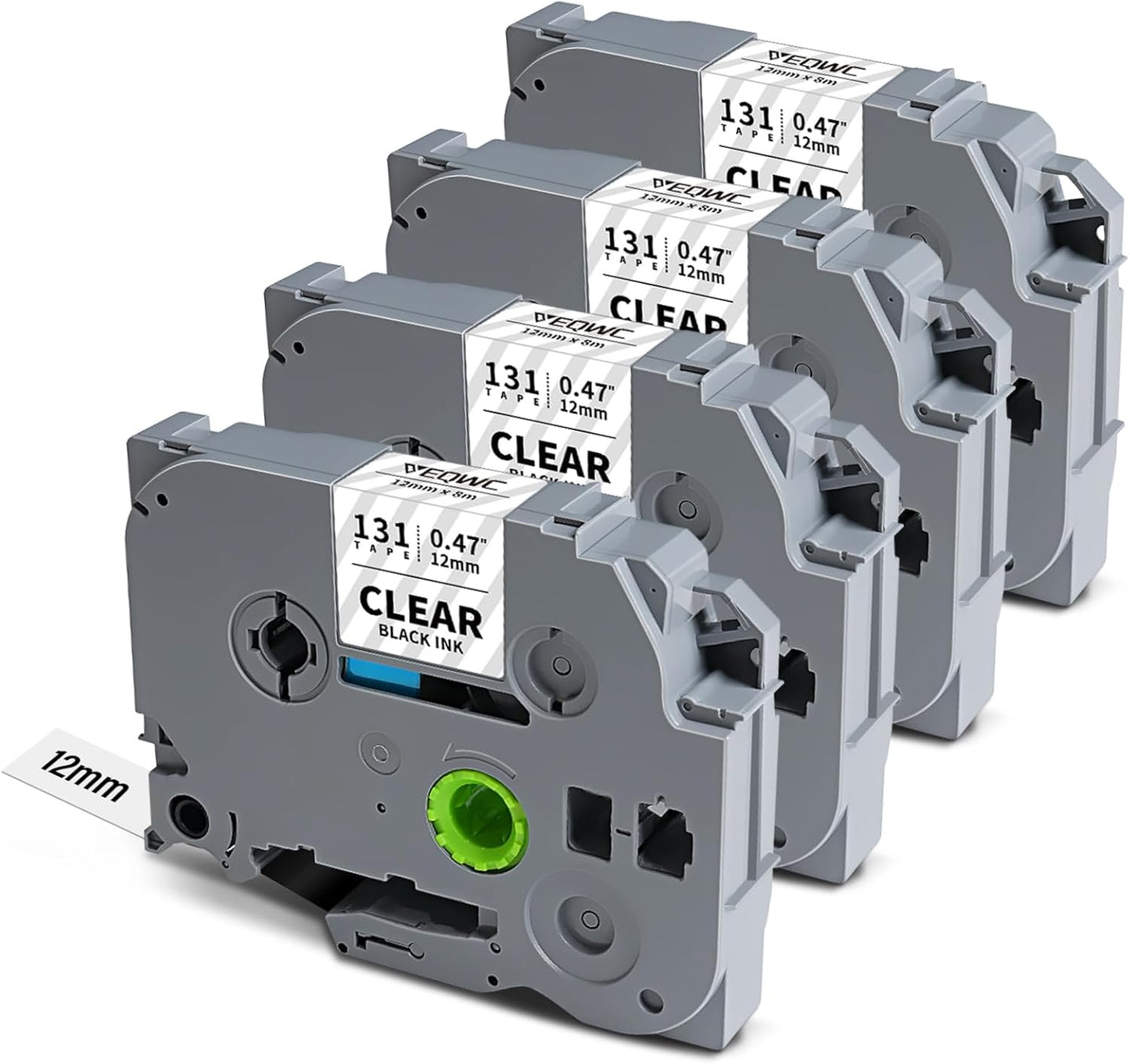 Tz-131 12mm 0.47 Laminated Clear TZ Tape Compatible for Brother P-Touch TZe-131 TZe Label Tape Black on Clear Label Maker Refills Work for Ptouch PT-D220 PT-H110 Pt-D210, 1/2 Inch x 26.2 ft, 4-Pack