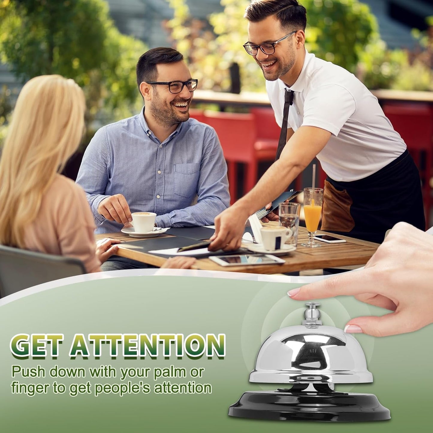 UCEC Desk Call Bell for Hotel School Restaurant Reception - No Receptionist Sign, 2+1 Pack
