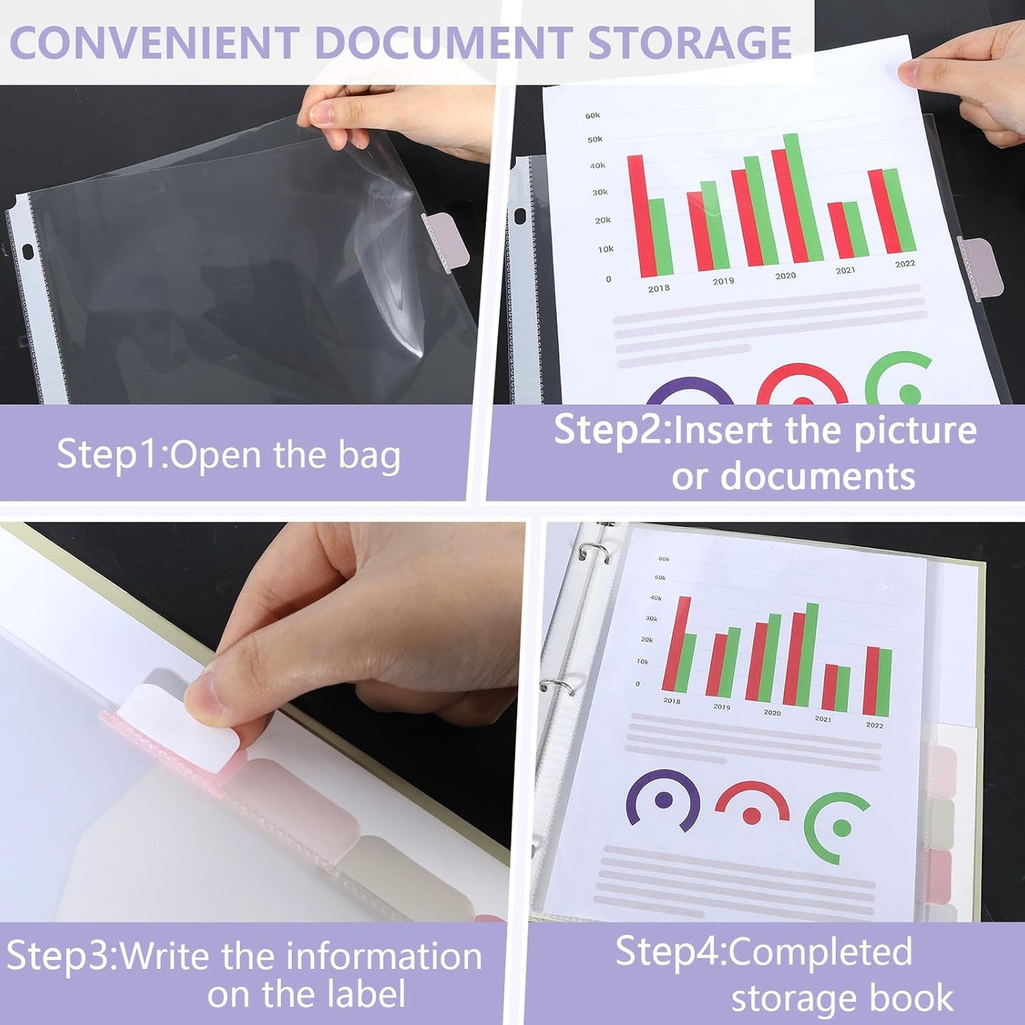 8 Set of 64 Pack Clear Binder Sheet Protectors for 3 Ring Binder Plastic Page Protector with 8 Tabs,Insertable Index Page Divider 8.5x11 Inch(Morandi Colors)