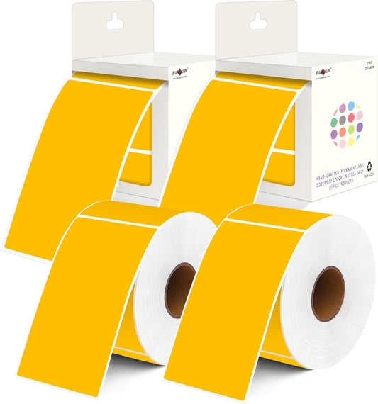 PARLAIM 3x5 inch Rectangle Color Code Stickers, 1000PCS 4 Rolls Square Adhesive Inventory Label, Fluorescent Orange