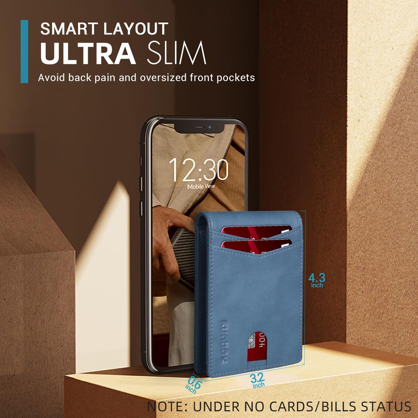 RUNBOX Wallet for Men Slim Rfid Leather 2 ID Window With Gift Box