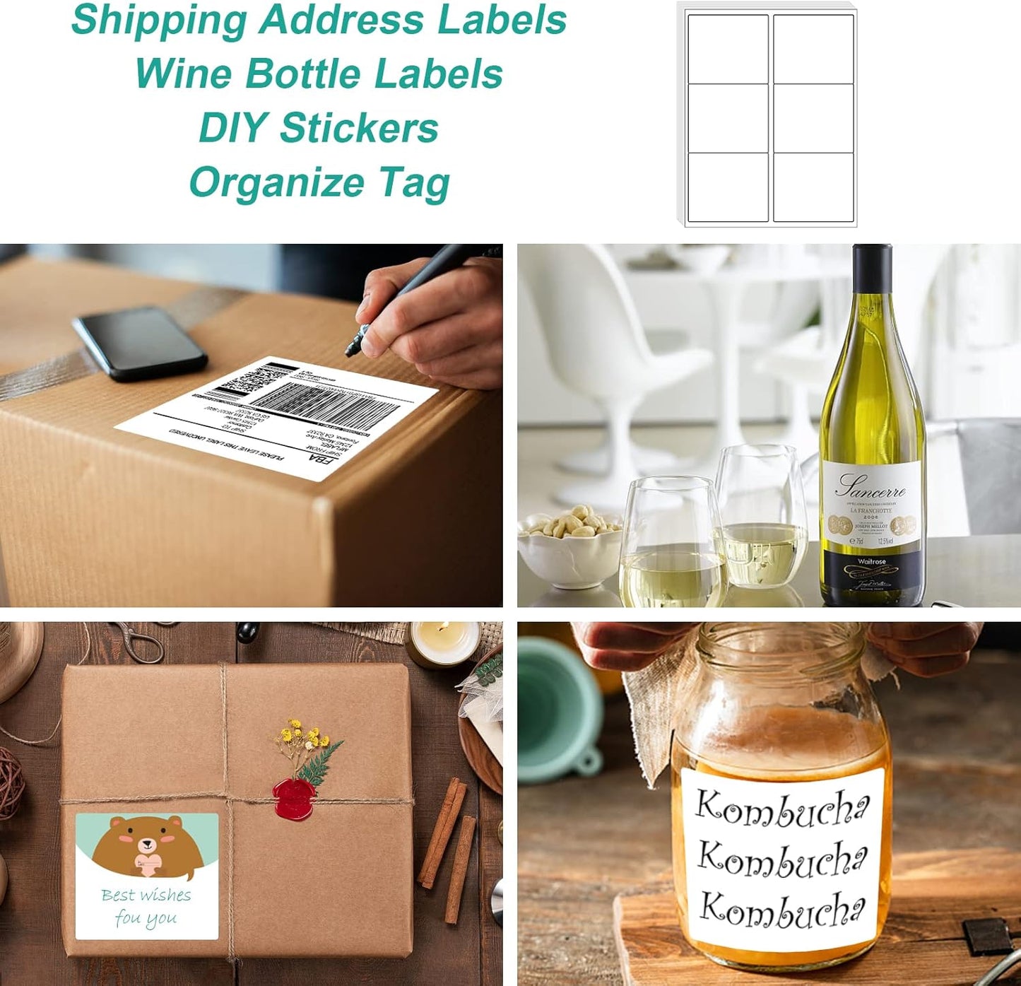 MFLABEL 3-1/3" x 4" Shipping Address Labels, FBA Labels, 6-UP Sticker Labels, White Shipping Labels, Easy to Peel, Address Labels for Laser/Ink Jet Printer, 6 Per Page (300 Labels, 50 Sheets)