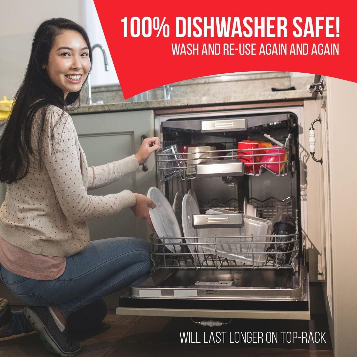 MESS Reusable Kitchen Labels – White Dry Erase, 3x4 in, 48-Pack – Erasable Organizing Stickers for Fridge & Freezer