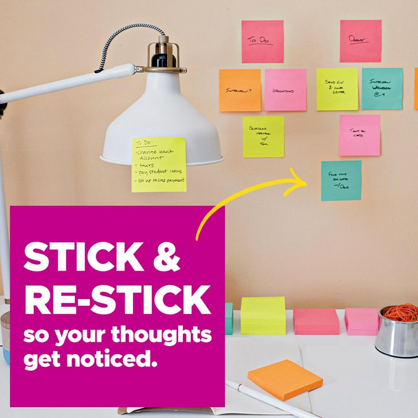 Post-it Super Sticky Notes, 3x3 in, 18 Pads, 2X The Sticking Power, Energy Boost Collection, Bright Colors, Recyclable (R330-18SSAUCP)