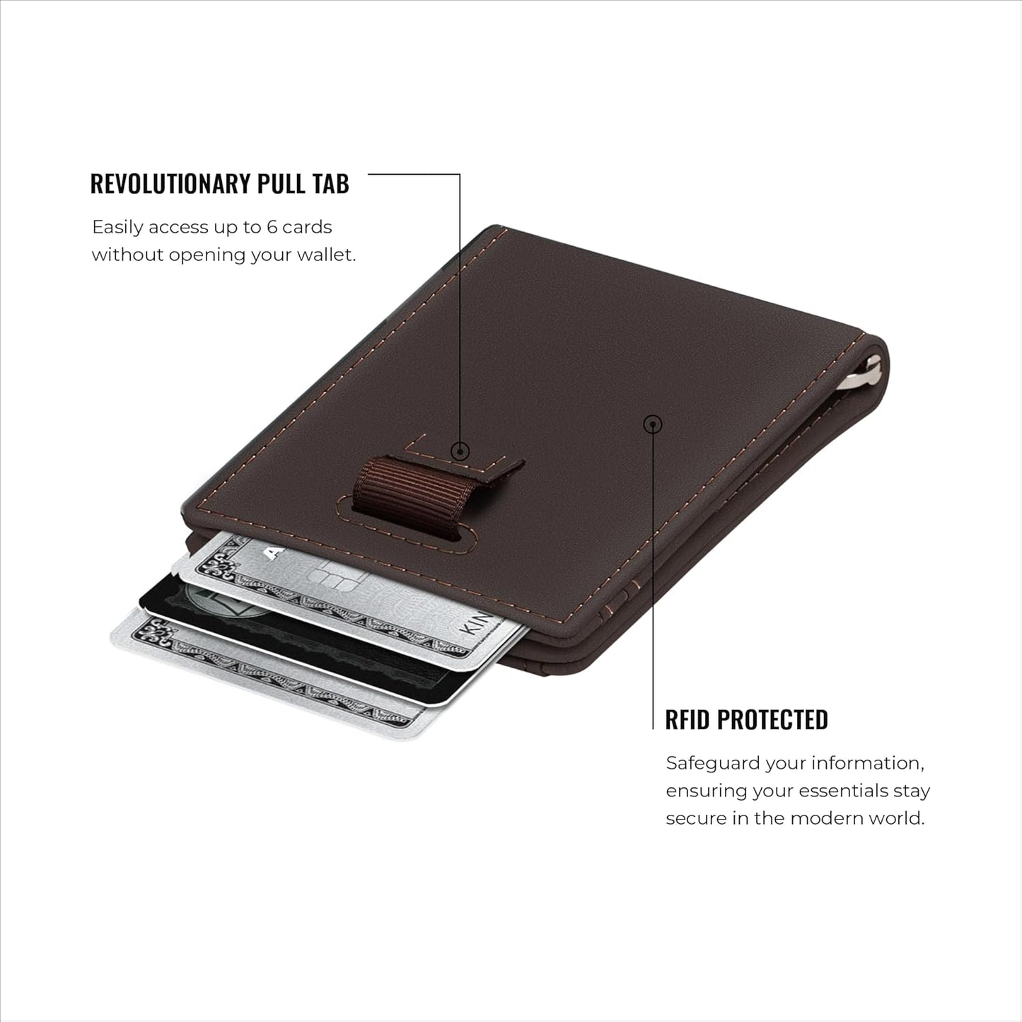 Kings Loot Trackable Airtag Wallet for Men | RFID Blocking Leather Design with Airtag Holder, Money Clip & Pull Tab | Minimalist Air Tag Wallets