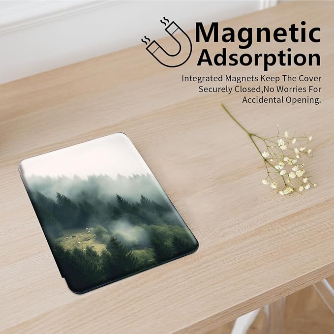 for Fire HD 10 Tablet Case 11th Generation 2021 and Amazon Fire HD10 Plus Case 10.1", 360 Degree Rotating Stand Smart Protective Case,for Fire HD 10 2021 Tablet,Misty Landscape Forest