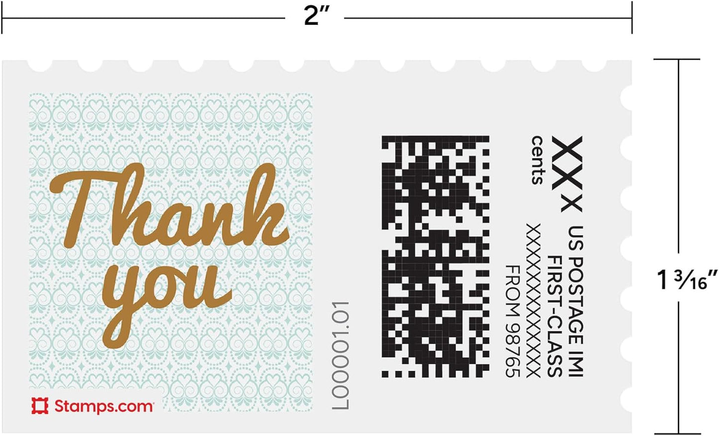 Golden Thank You NetStamps 120-Pack (5 Sheets) Printable Postage Labels (Stamps.com Subscription Required) - Print Approved Postage - Inkjet & Laser Printers - Business, Personal, Home