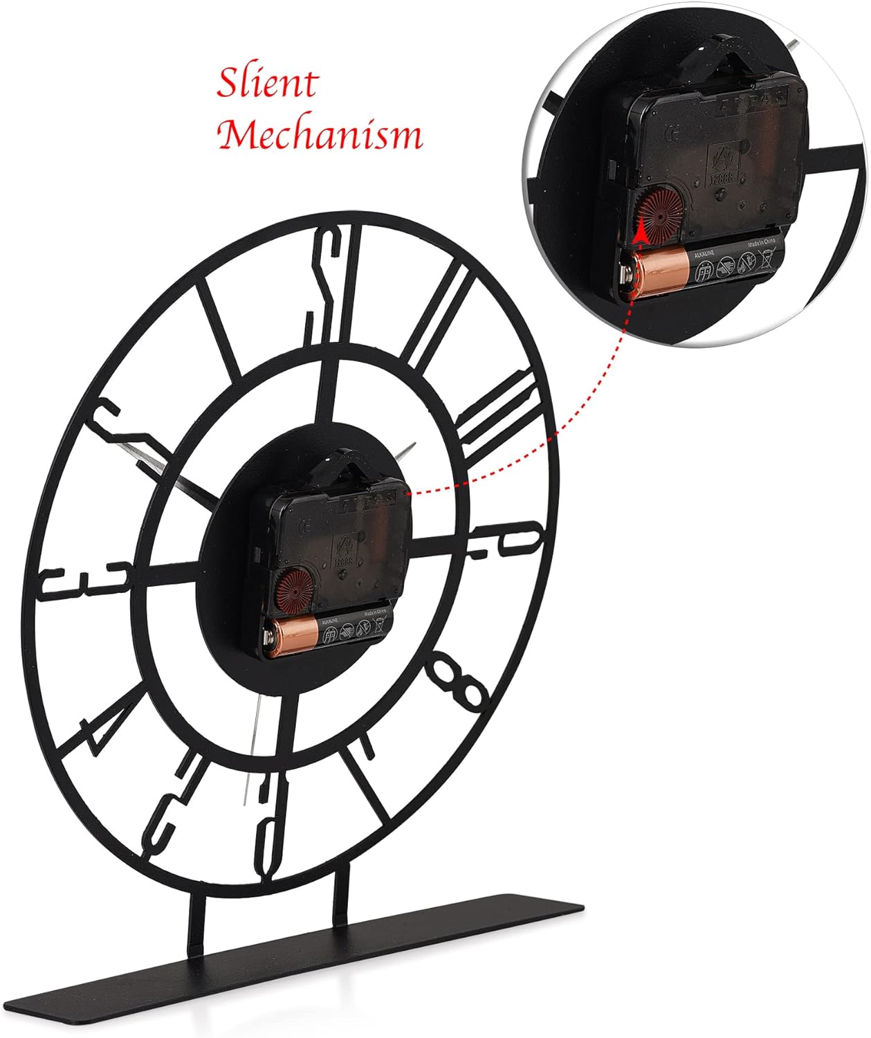 Metal Table Clock | 8.9 x 9.5 inch Size Round Silent Running Metal Black Clocks | Living Room and Bedside Suitable Table Decorations for Home and Office