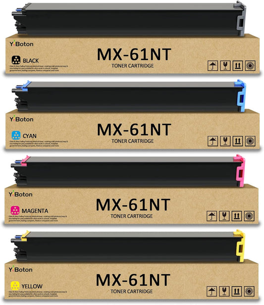 MX61NT MX-61NT Toner Cartridges MX-61NT-BA MX-61NT-CA MX61NT-MA MX-61NT-YA Compatible for Sharp MX-2651 MX-3051 MX-3061 MX-3071 MX-3551 MX-3561 MX-3571 MX-4051 MX-4061 Printer (4-Pack)