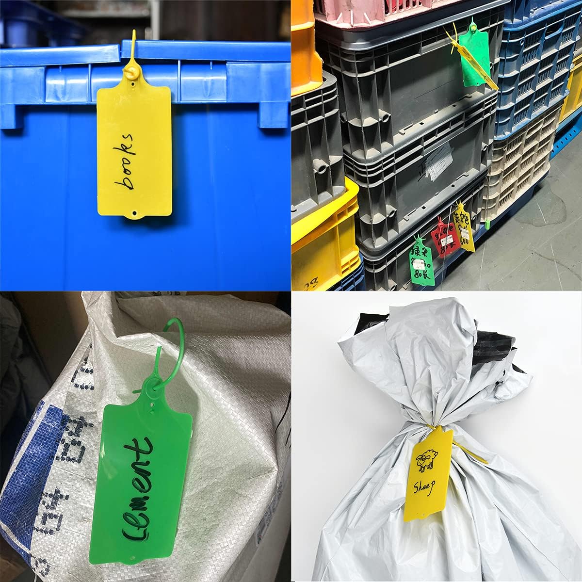 100 Plastic Tags Shipping Tags Water Proof Tags for Labeling Shipping Labels Security Seals Writable Marker Ties Hanging Tags Storage Tag with One Marker Pen (Blue)