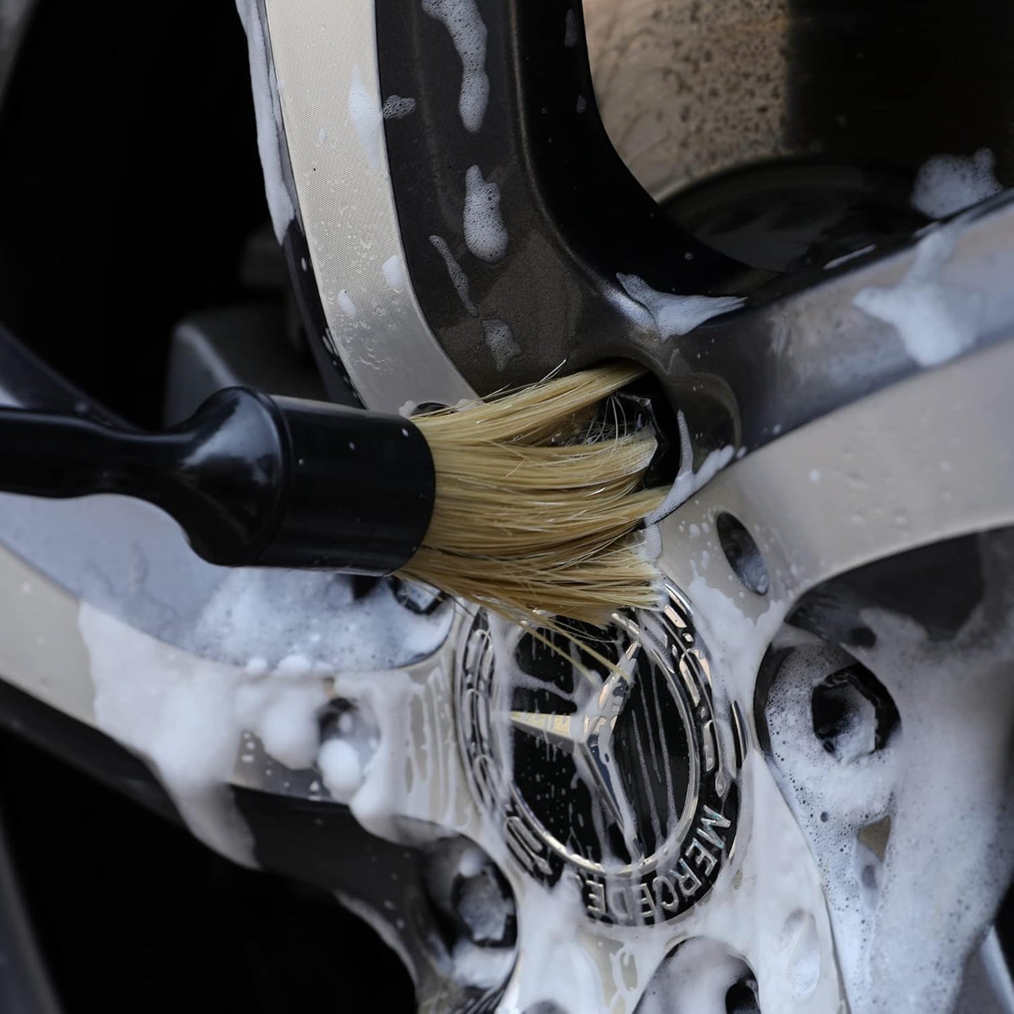 Car Detailing Brush Soft Boars Hair, 4PCS Auto Detail Dust Brushes, Perfect for Washing Dusting Automotive Interior Upholstery Interior Emblems, Air Vent, Vehicle Seat, Cleaning Exterior Grille Wheel