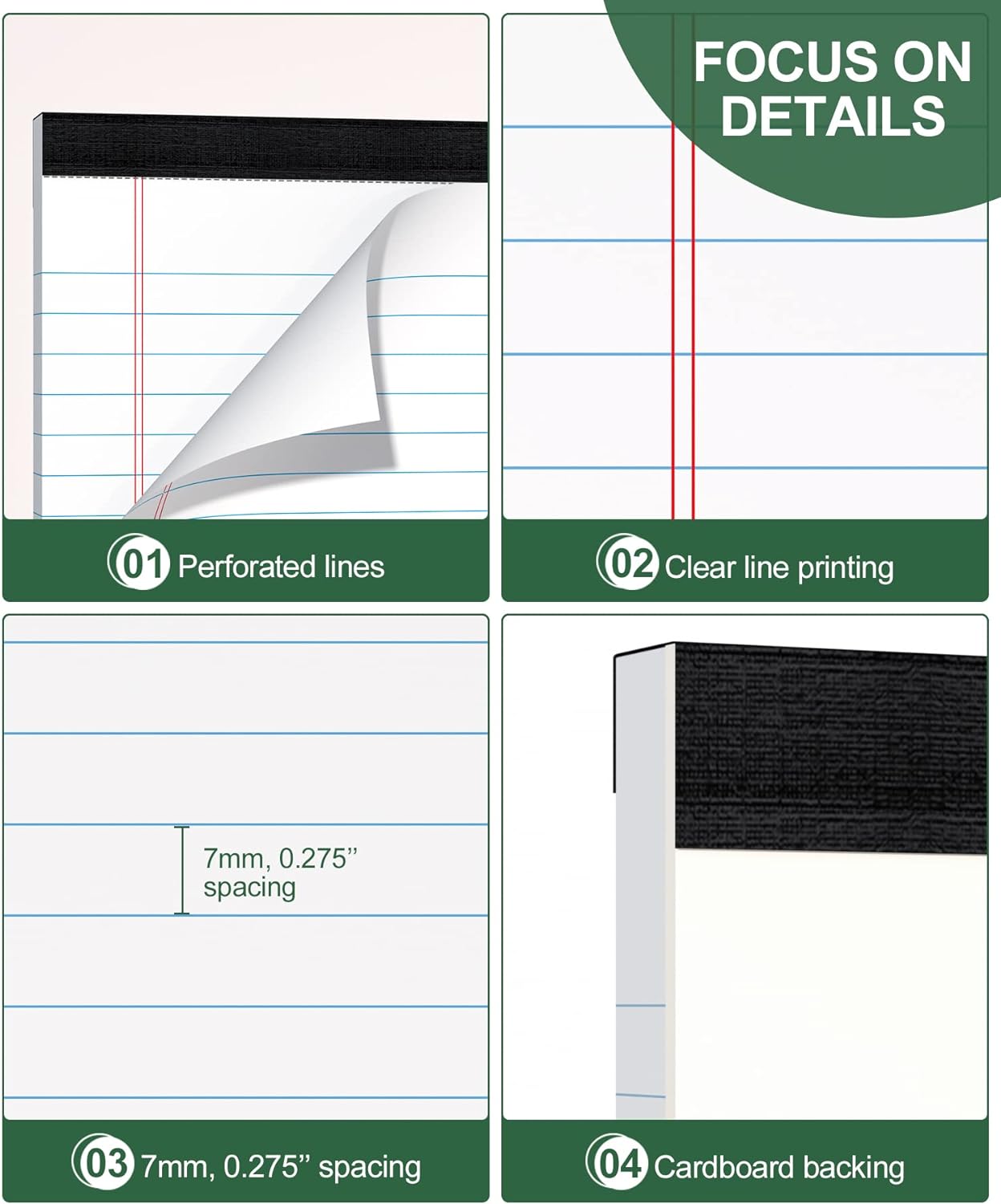 Legal Pads 4x6 Small Notepads, 14-Pck Note Pads for Work Mini Pocket Notepad White Paper Writing Pads Narrow Ruled Scratch Memo Pads for Office Home Taking Quick Notes, Perforated, 30 Sheets Per Pad