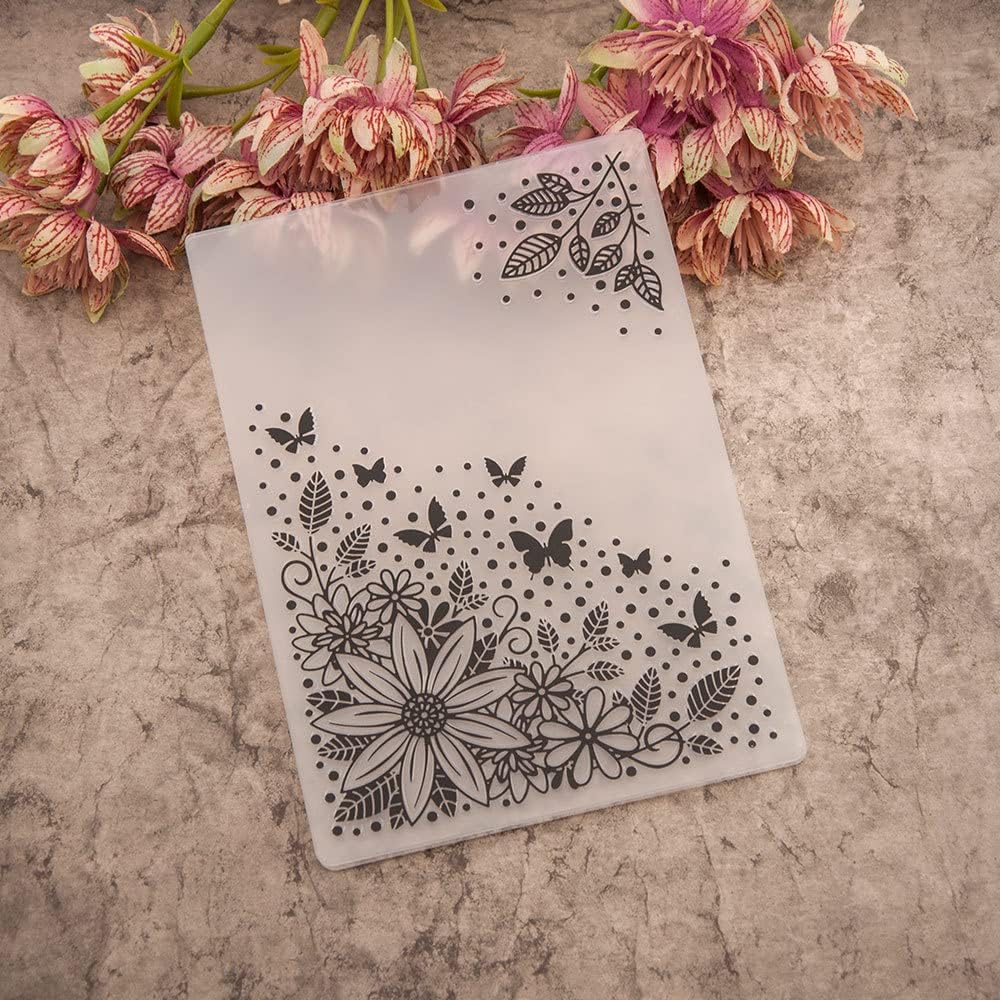 NZJ 3D Christmas Flower Summer Frame Butterfly Plastic Embossing Folders for Card Making Scrapbooking and Other Paper Crafts (Flower) (Butterfly)