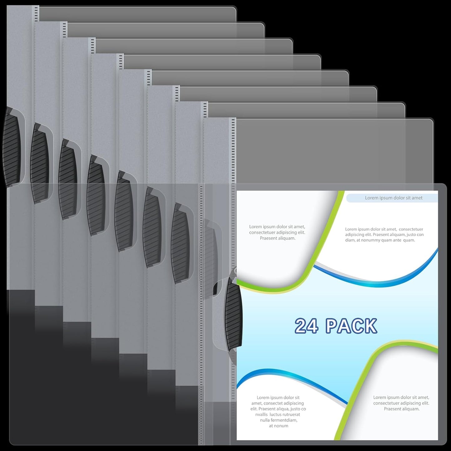 Teling 24 Pcs Clear Report Covers with Sliding Bar and Clip Presentation Folders Resume Folders for Classroom Business Files Document School Office, 9.4 x 11.8 Inches(Clear)