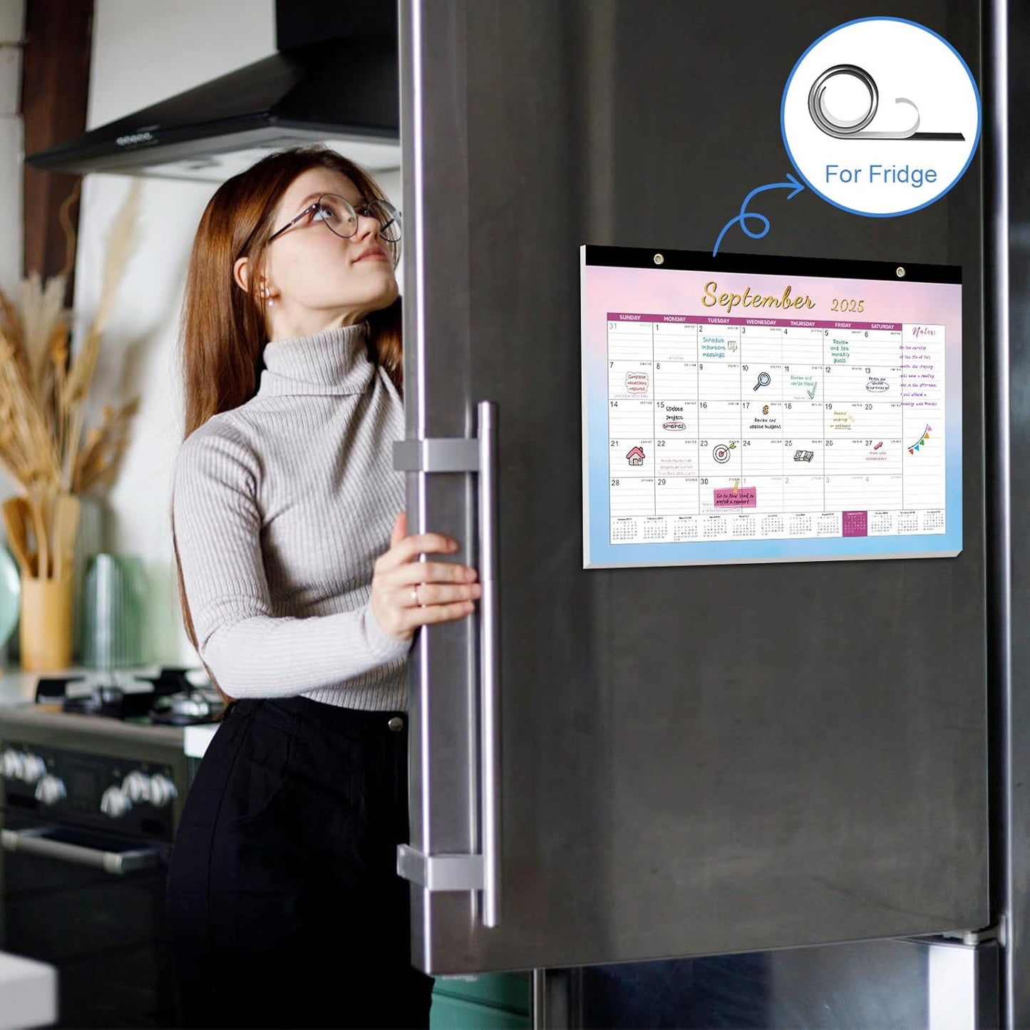 Gannyfer Calendar 2025-2026, Desk/Wall Calendar July 2025-Dec 2026, Magnetic Calendar for Refrigerator, 14" x 11", 18 Monthly Yearly Small 2026 Calendar for Office, Home or School (3 Stickers)