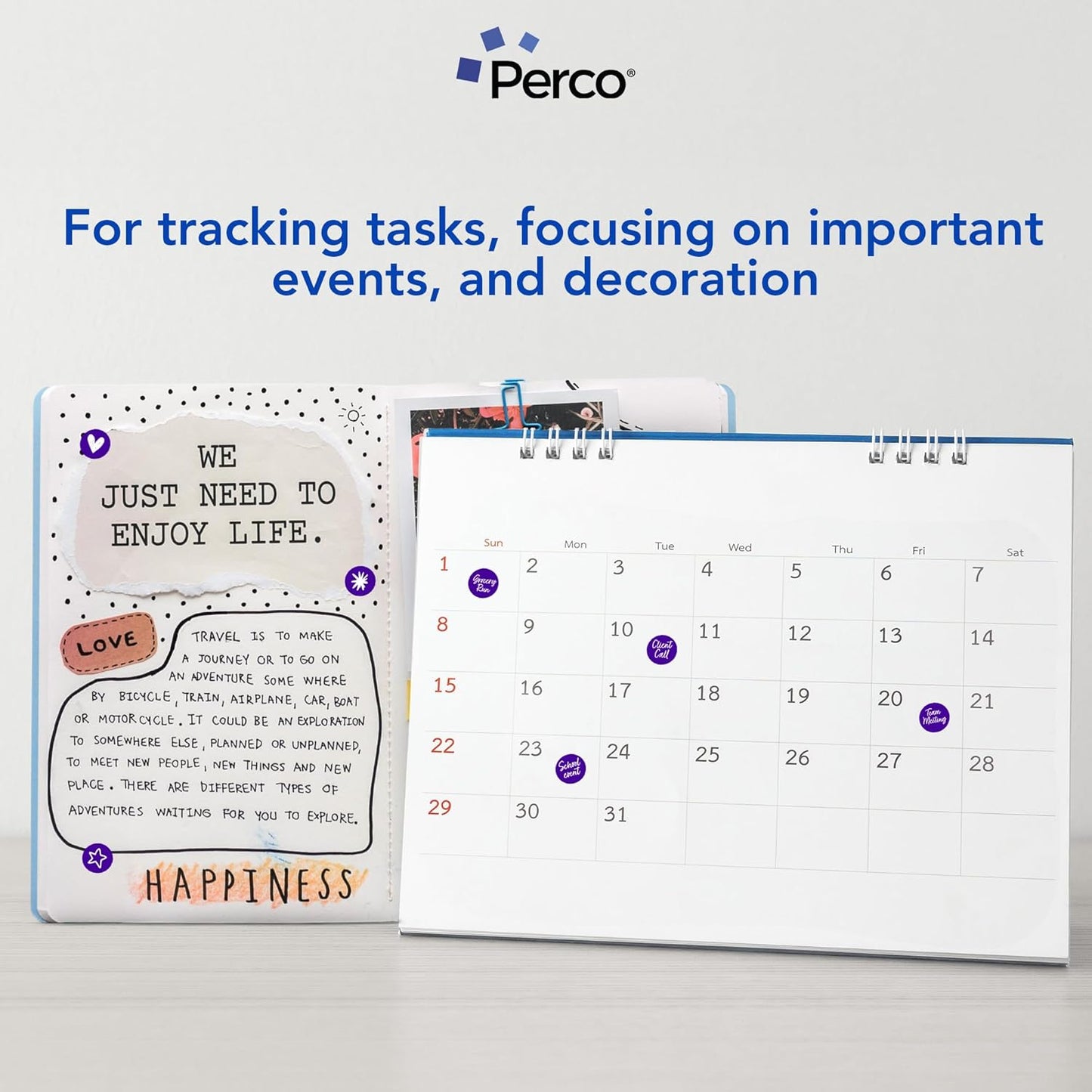 Perco Purple 1/2-Inch Round Circle Dot Sticker Labels with Permanent Adhesive - 3,000 Labels per Roll - Vibrant Colors, Strong Adhesion - Made in USA