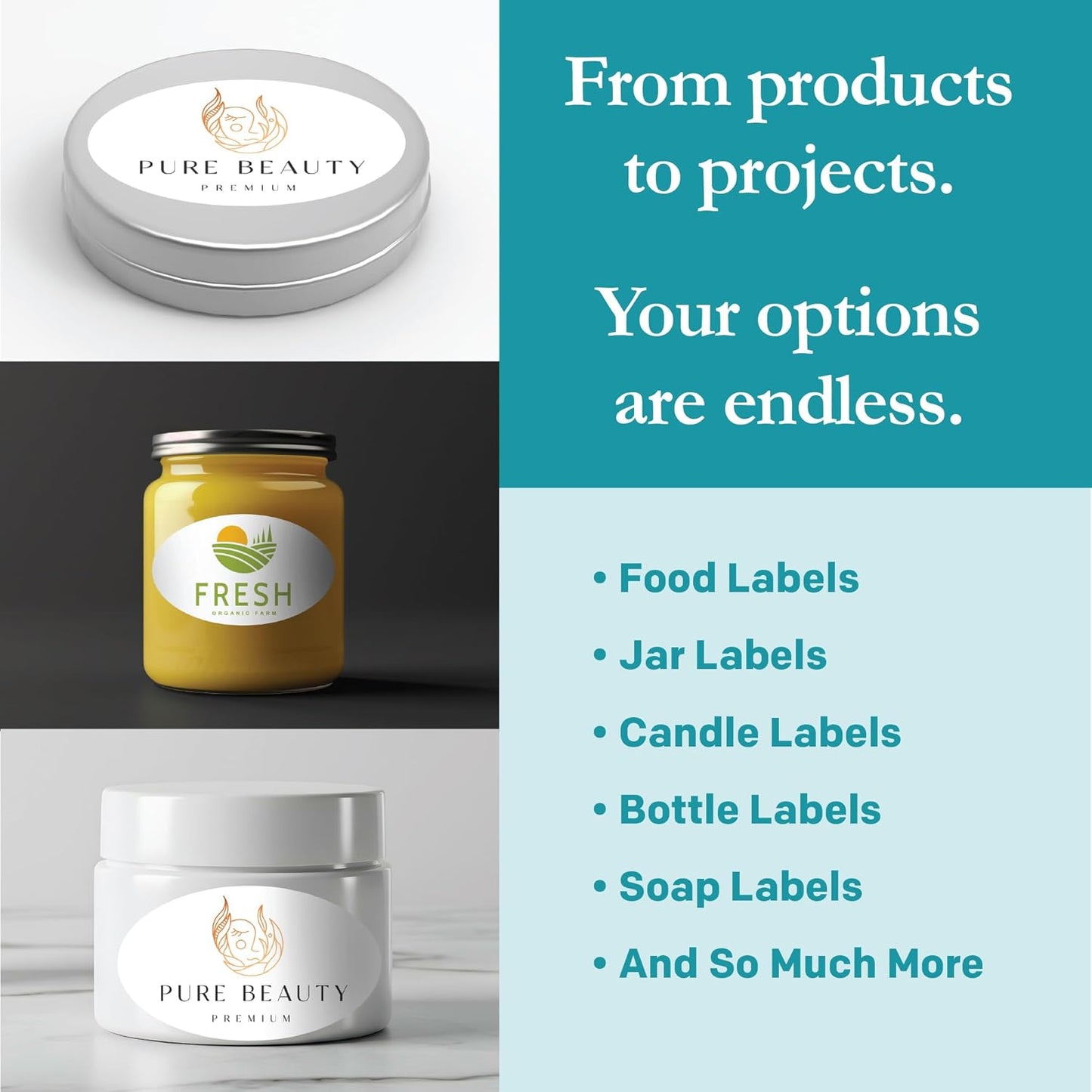 Premium Label Supply White Sticker Oval Labels – 3.33" x 2" Oval – Laser/Inkjet Compatible – (8 per Sheet), 1000 Sheets – 8,000 Total Adhesive Labels