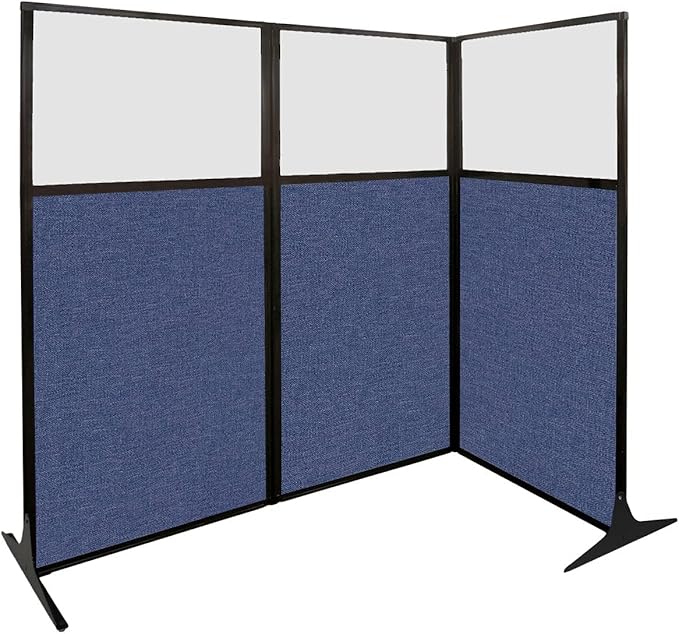 Versare Workstation Partition | Portable Wall Divider | Modern Office Cubicle | Free Standing Privacy Screen | Flexible Work Space | 99" x 70" W/Window, Cloud Gray Fabric Panels