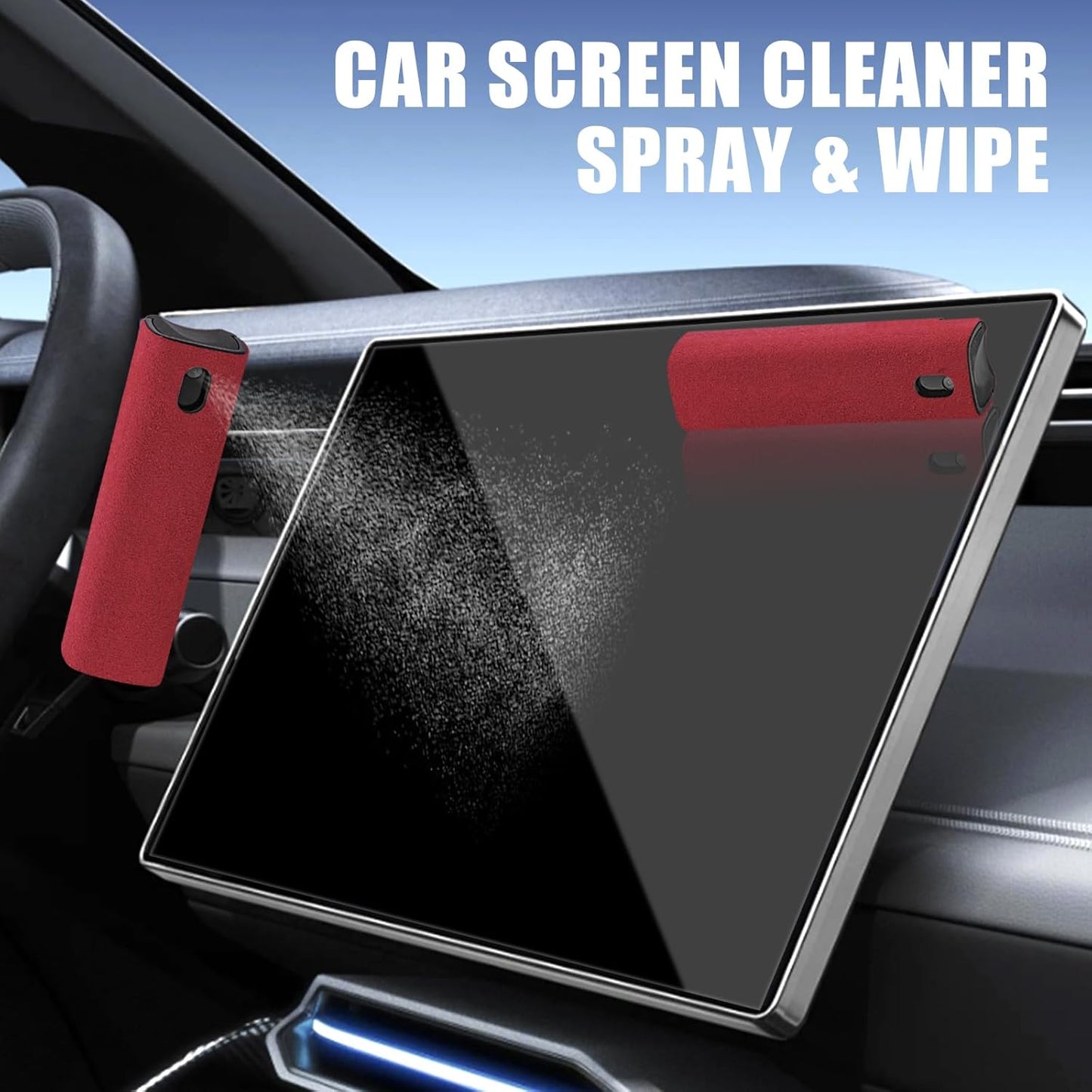 walrfid Car Screen Cleaner Spray and Wipe, Laptop Touchscreen Mist Cleaning Kit for Electronics Computer, iPad, Cellphone, MacBook, TV, Monitor, Tablet, Kindle Display, with Black Graffiti Case - Red