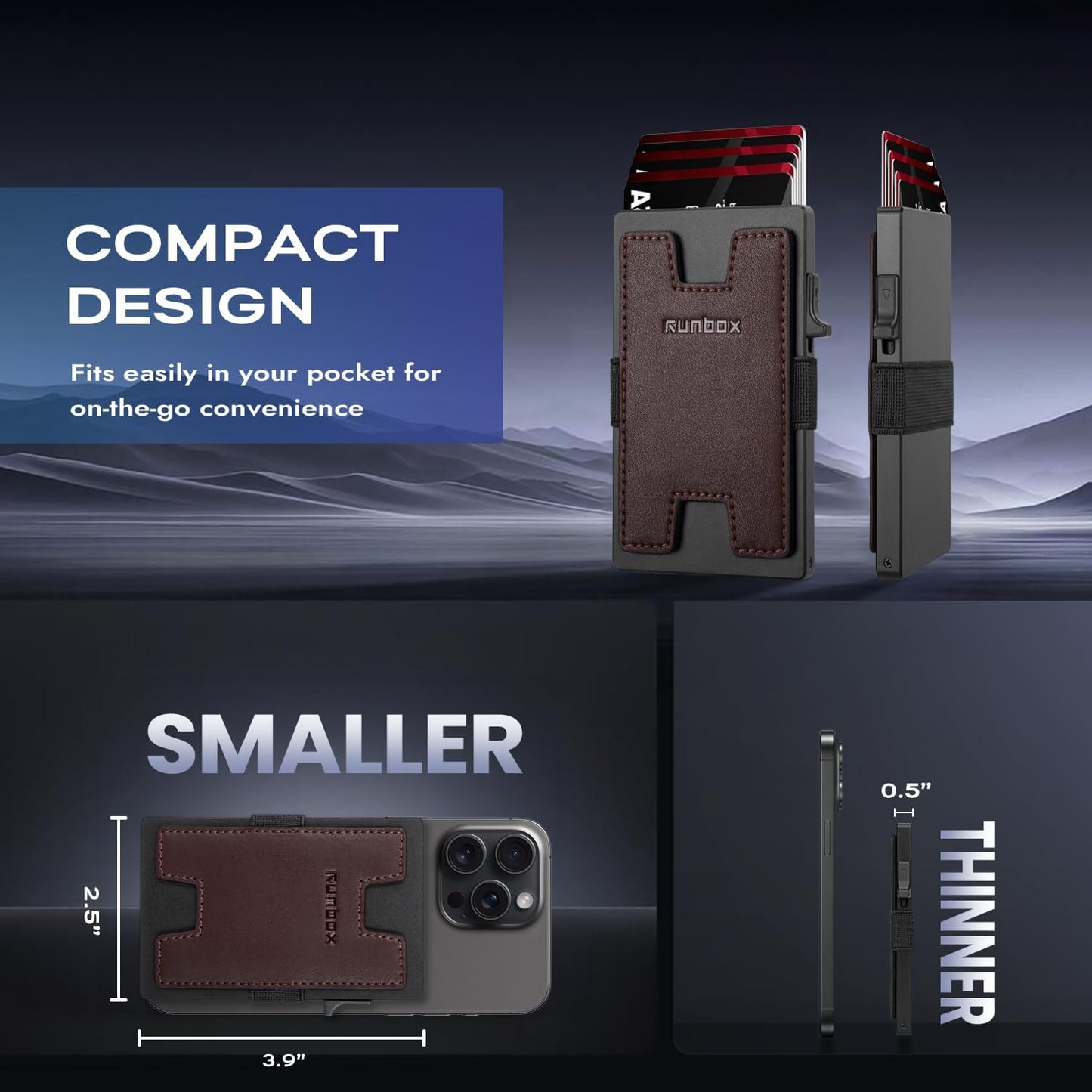 Slim Card Holder Wallet for Men, Minimalist RFID Blocking Wallet with Pop Up Function, Ultra-Thin Design, Metal Business Card Cases holds 12+ Cards, Gifts for Men, Men's Accessories