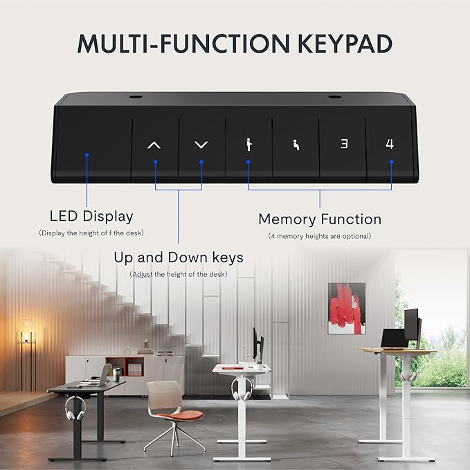 FLEXISPOT Standing Desk Electric Height Adjustable Desk with 63 x 24 Inches Splice Board, Ergonomic Memory Controller, Maple Top + White Frame
