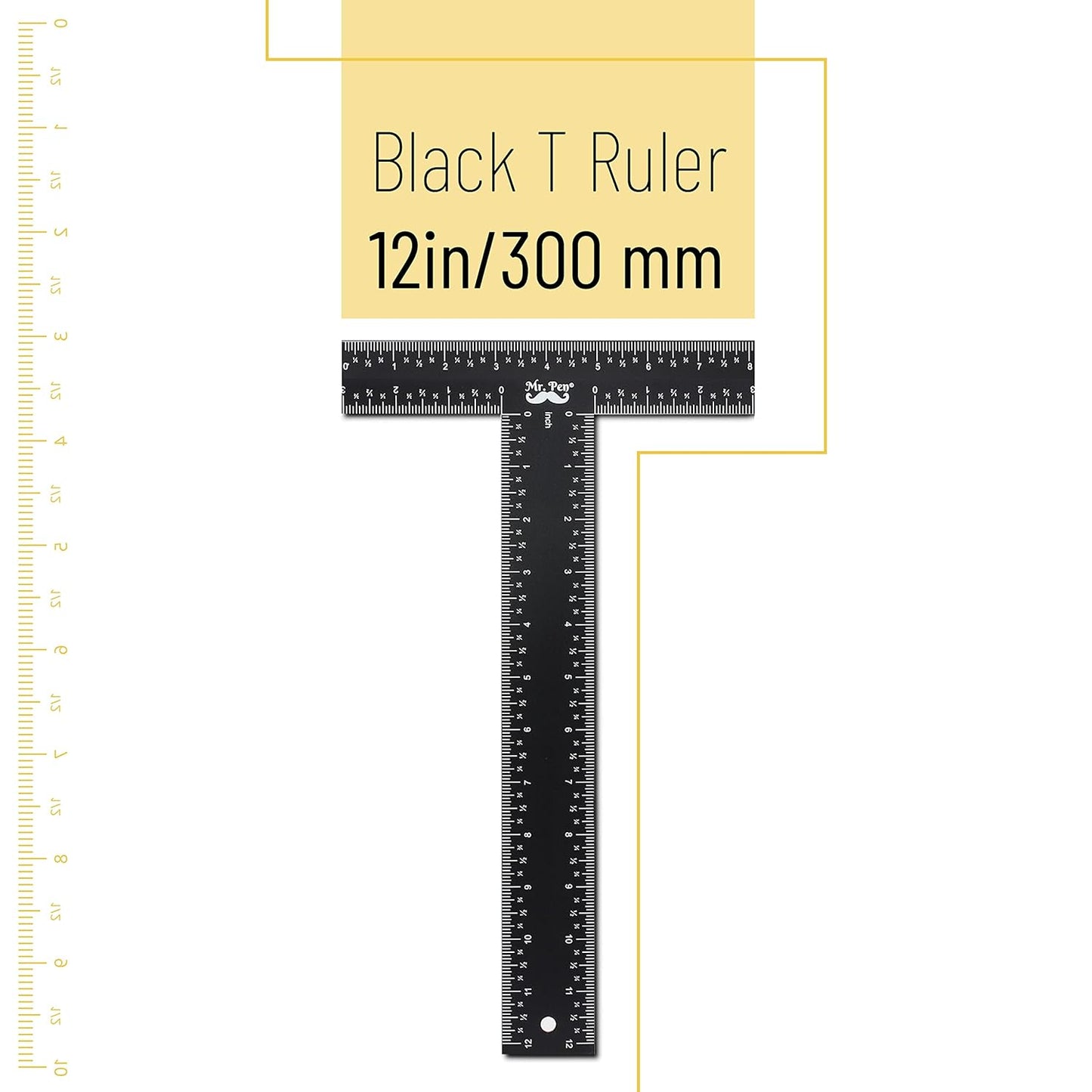 Mr. Pen - T Square, T Ruler, 12 inch Metal Ruler, T Square Ruler, Drafting Tools, Architect Ruler, Set Square, Drafting Ruler, Tsquare, Truler, Architectural Triangle, Tee Ruler, L Square, Scale Ruler