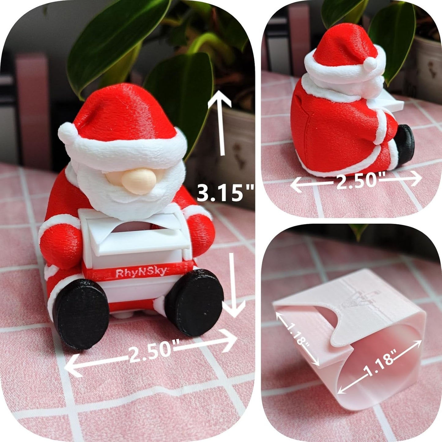 Christmas_Santa_Claus Postage Stamp Holder Stamp Roll Dispenser for Office Desk Accessories, No Stamps, 1.18" Core, C05