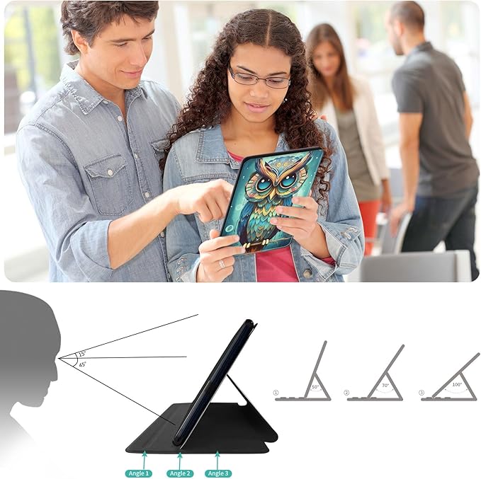 for Amazon Fire HD 10 Tablet (2017 and 2019 Releases,with 7th and 9th Generations) Case,360 Degree Rotating Stand Smart Protective Cover Case,for New Fire HD 10 10.1 inch,Fantasy Owl