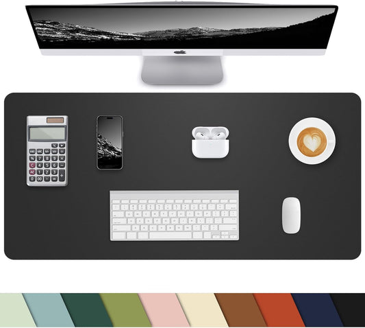 Small Desk Mat,Leather Desk Pad Protector,Desk Mouse pad,Office Desk mat,Laptop Mat for Desk, Non-Slip PU Leather Desk Blotter,Waterproof Desk Writing Pad for Office/Home(23.6"x13.8",Black)