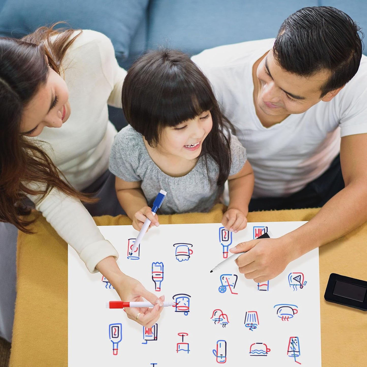 Magnetic Fridge White Board Paper, 16" x 24" Large Dry Erase Board Sheet for Organizer and Planner, Kitchen Refrigerator Whiteboard for Family to-do List, Includes Markers and Eraser