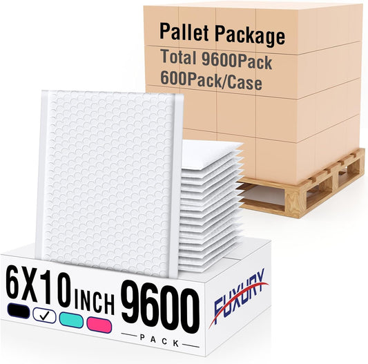 Fuxury Bubble Mailers 6x10" White Padded Envelopes 9600Pack Strong Adhesion Thick Padded Mailers for Small Business Mailing Small Items,Jewelry,Makeup