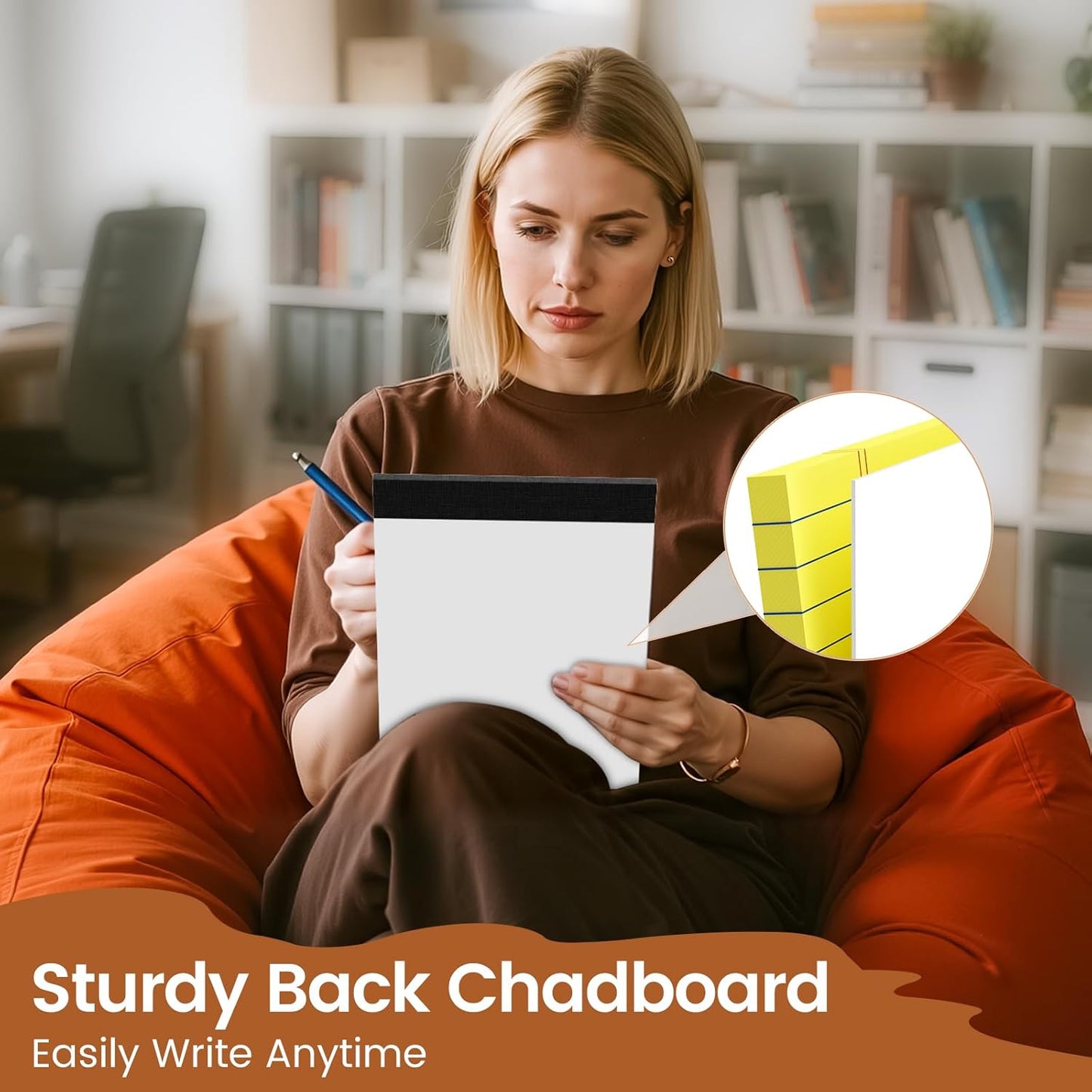 Legal Pads 8.5 X11, Narrow Ruled Notepads, 2 Pack, 50 Sheet/Pad, Yellow Legal Pads, Tear Off Notepad, Perforated Writing Pad, Notebook Paper College Ruled, Notepads for Office Home School, Notepad