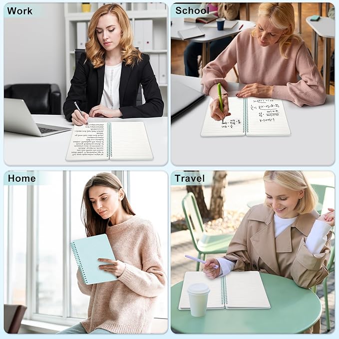 Lined Spiral Journal Notebook, A5 Hardcover Leather Notebook for Work, 5.7''×8.2'', 100GSM Thick Paper Spiral Bound Journaling Notebook for Women Men Office School Note Taking Business, Morandi Green