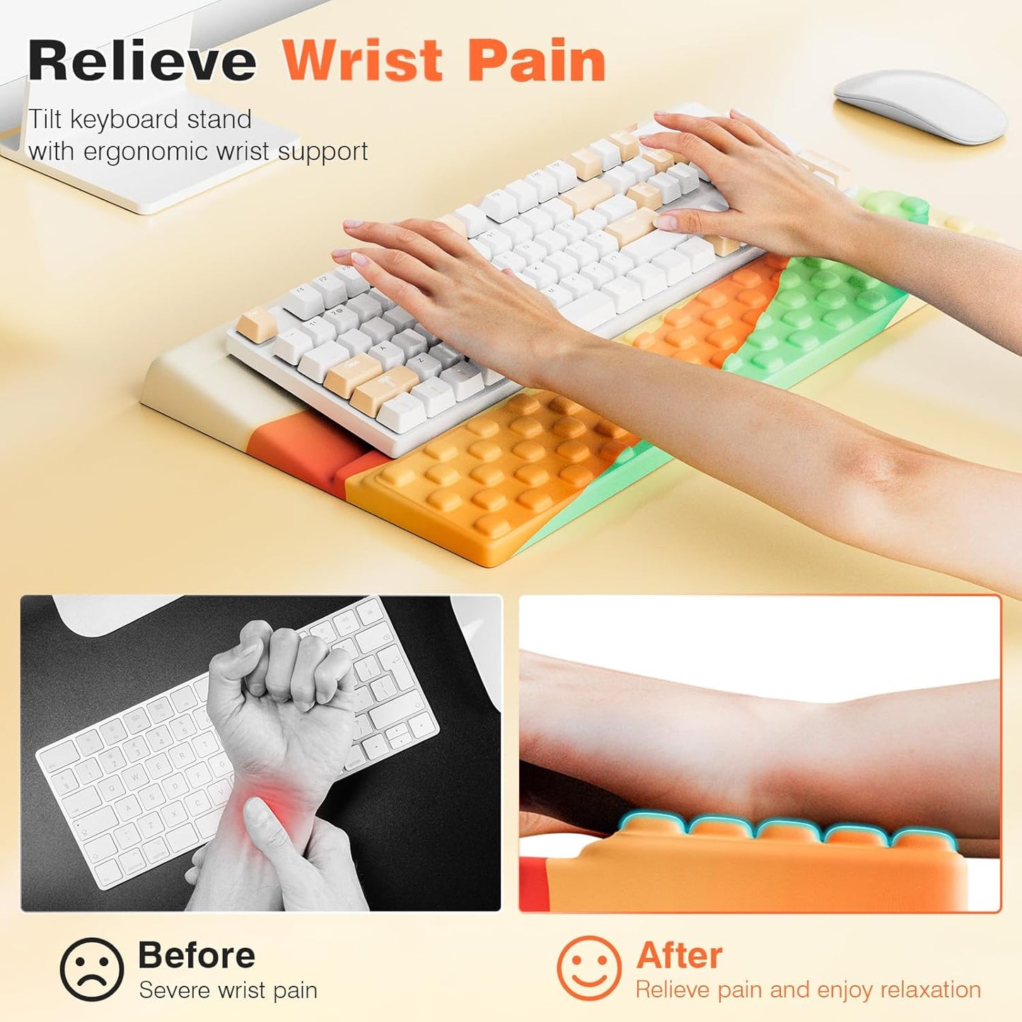 Ospelelf Keyboard Wrist Rest Comfortable Ergonomic Keyboard Stand Riser Holder Pad for Office Home