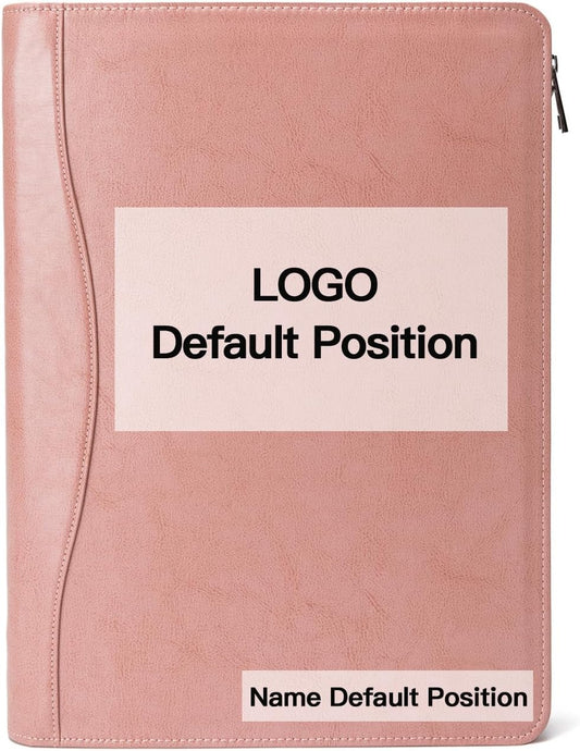 Personalized Vegan Leather Portfolio, Legal Size 8.5 x 14 Pad Holder, Custom Business Padfolio for Women, Zippered Laptop Organizer, Professional Notepad Folio, Pink