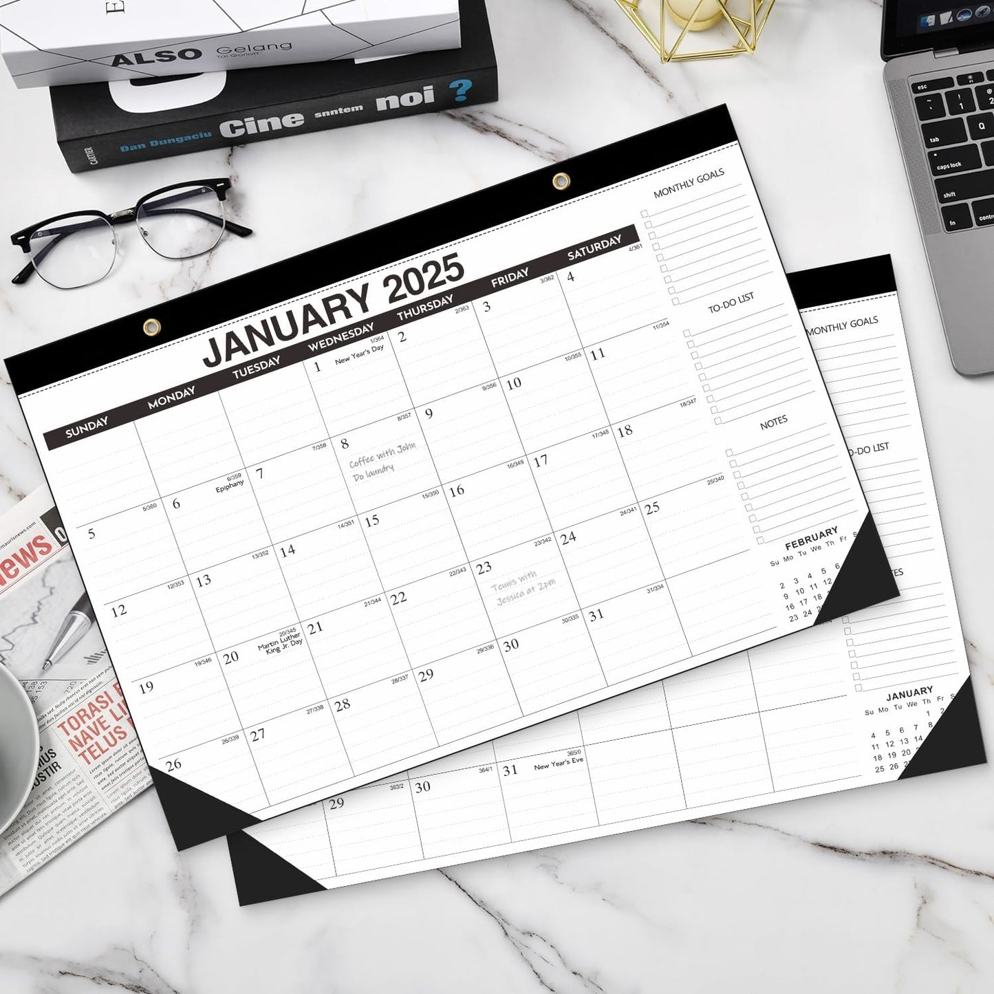 Kyweel 2025-2026 Desk Calendar, 12 Month Desk Calendar/Wall Calendar Combo, 17" x 12", July 2025-June 2026, Highlight Holidays, Planning Calendar, Thick Paper