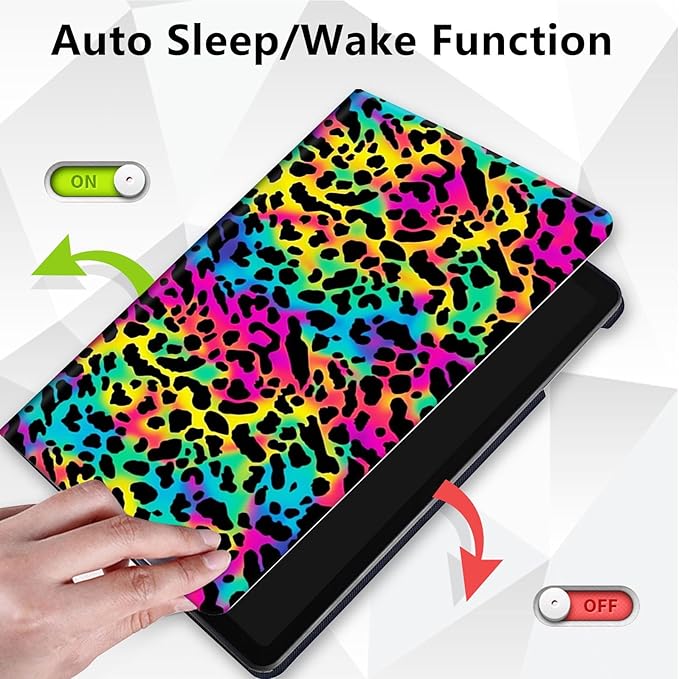 for All-New Amazon Kindle Fire HD 10 Tablet Case (13th Generation, 2023 Release) 10.1", 360 Degree Rotating Stand Cover with Auto Wake Sleep Case for Fire Tablet 10 2023,Colorful Leopard Print