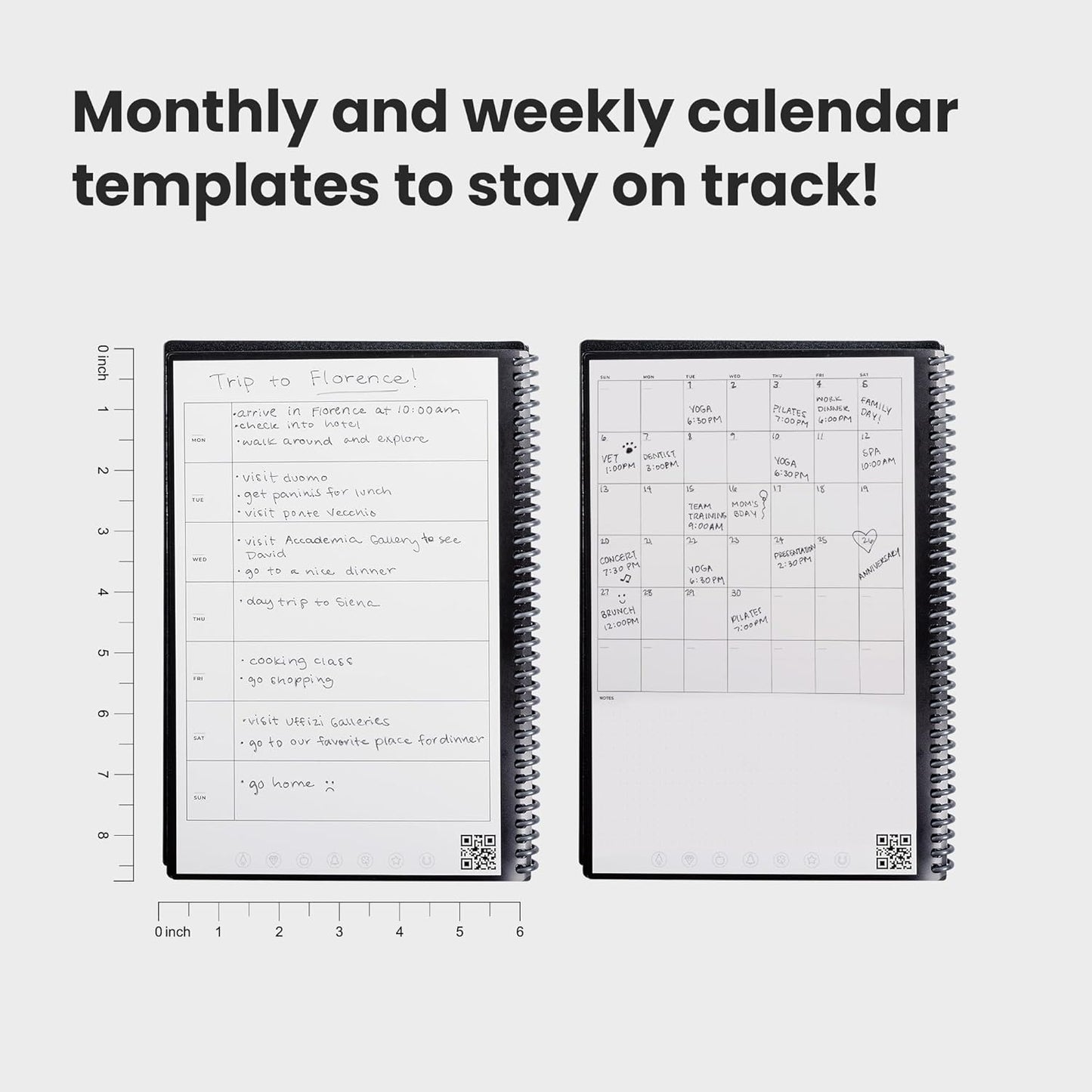 Rocketbook Fusion Reusable Undated Productivity Planner, Executive Size 6x8.8, Gray - Goals, Monthly and Weekly Calendar, Daily To-do List, Lined and Dotted Notes Pages