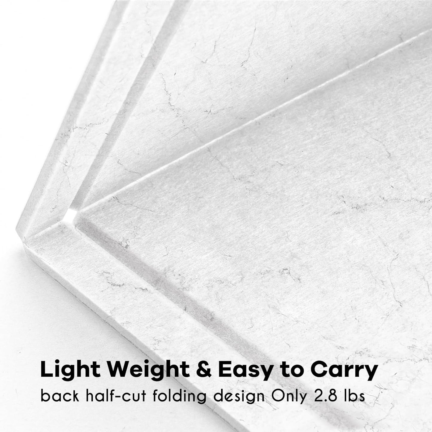 Large Bulletin Board - 48 x 36 Inches, Decorative Felt Pin Board for Wall - 4' x 3' Foldable Photo Display Board with Self-Adhesive Tape, Includes 20 Push Pins - Marble White