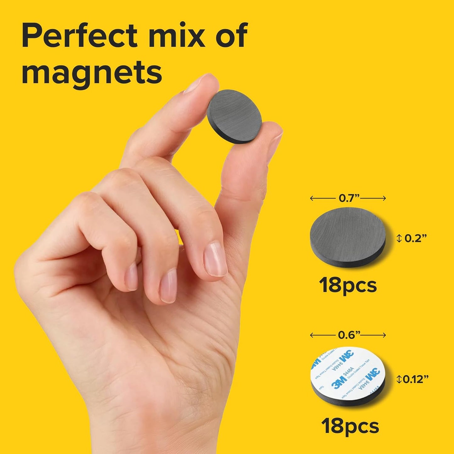 X-bet MAGNET Pack of 36 Magnets Include, Adhesive and Non-Adhesive high-Strength, Versatile Magnets Perfect for Home, Office and Projects - Reliable