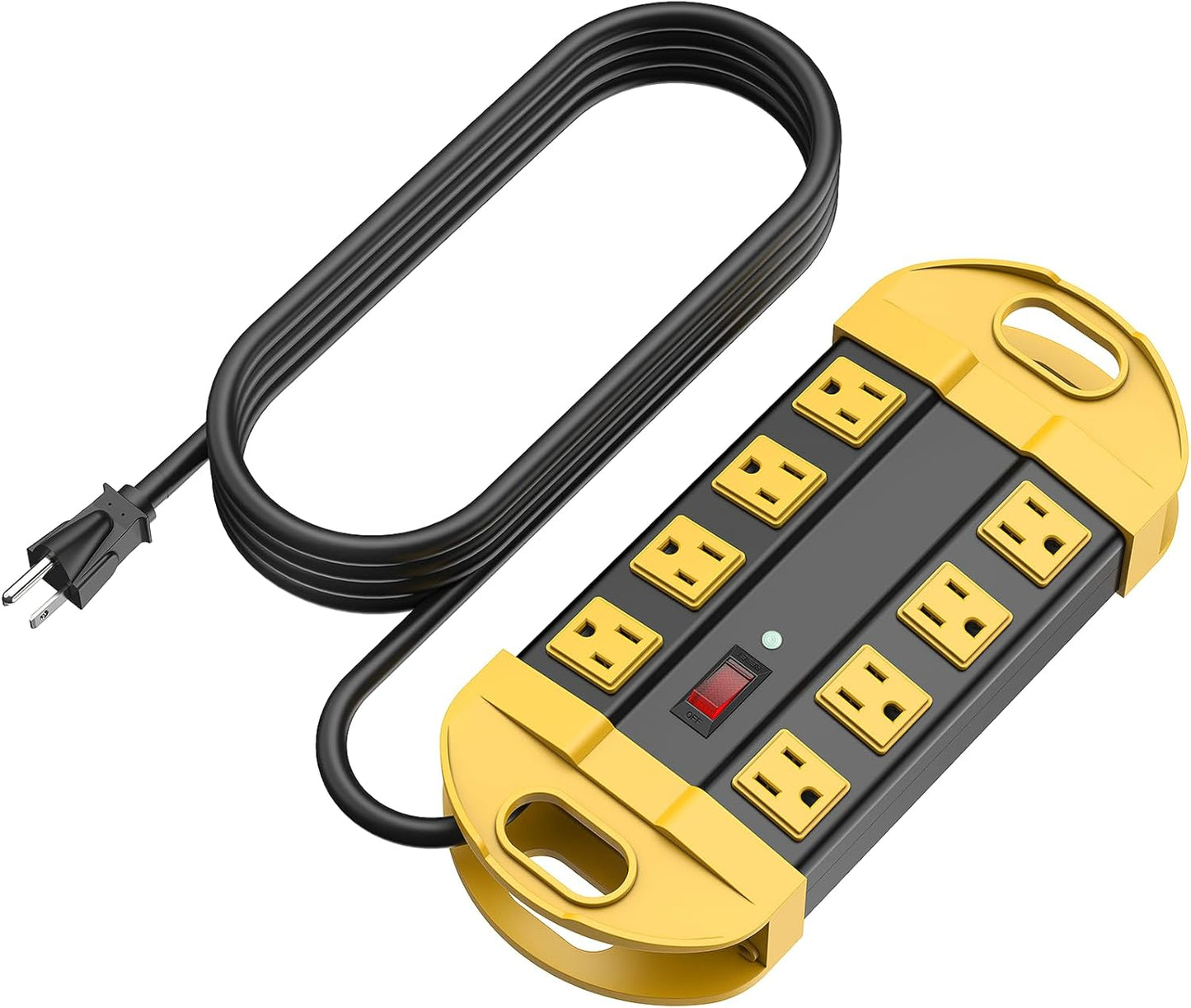 CCCEI Heavy Duty Power Strip Surge Protector, Metal 8 Outlets Power Strip for Appliance. Garage Shop Industrial Workbench 15 AMP Outlets Strip. 10FT Extension Cord. Set