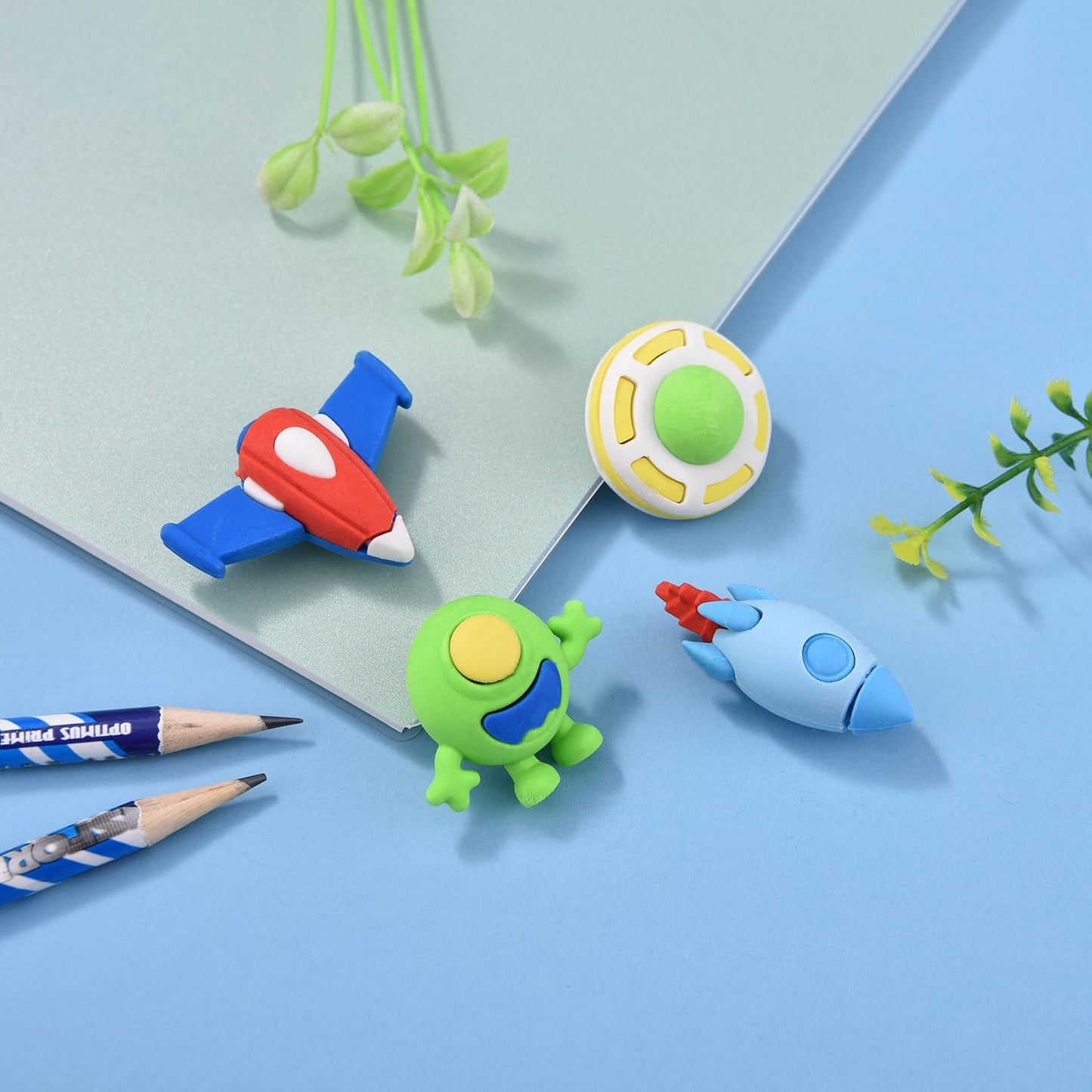 24 Pakc Alien Ship Erasers for Kids, 3D Puzzle Erasers for Boys Girls, Fun Eraser for School Supplies Prize Gifts Party Favors