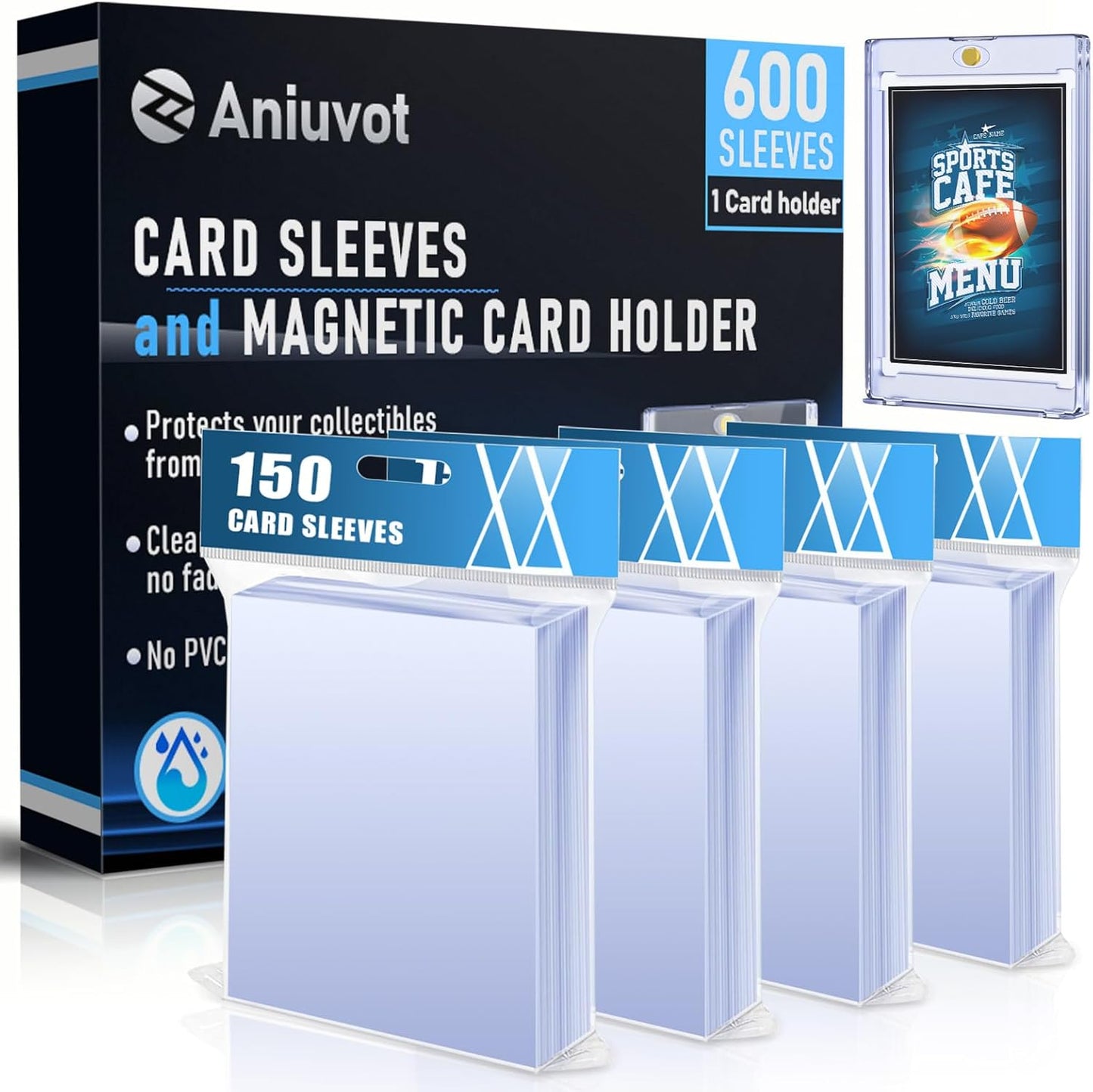 Card Sleeves, 600 CT Soft Card Protectors for Trading Cards with 1CT Hard Card Holder, Clear Topload Card Cover for Football, Baseball, Sports, MTG, TCG Game, Photo Card Collectible Storage