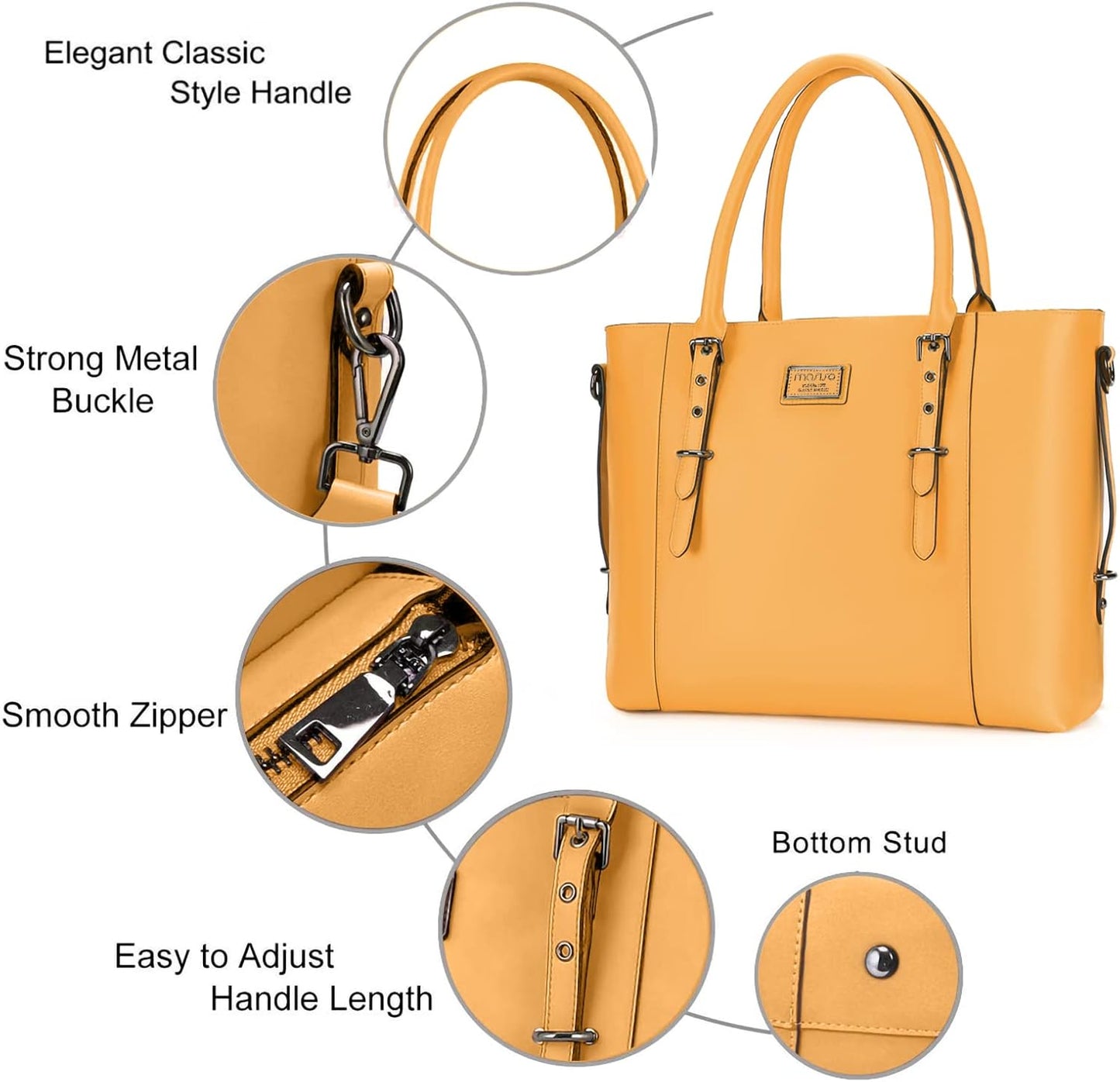 MOSISO PU Leather Laptop Tote Bag for Women, Waterproof Large Capacity Business Work Briefcase Shoulder Laptop Bag