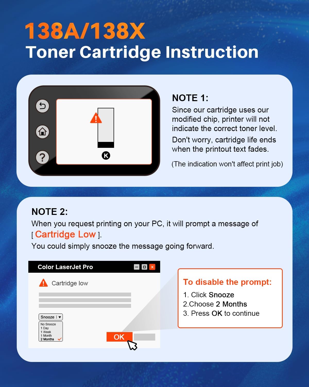 138A Toner Cartridge Replacement for HP 138A 138 A 138X 138 X Toner Cartridge ( with Chip ) Use for HP Laserjet Pro 3001dw 3001fdw MFP 3101fdw (2 Black)